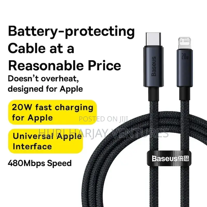 1m Baseus 20w Lightning (USBC to Ip) Cable