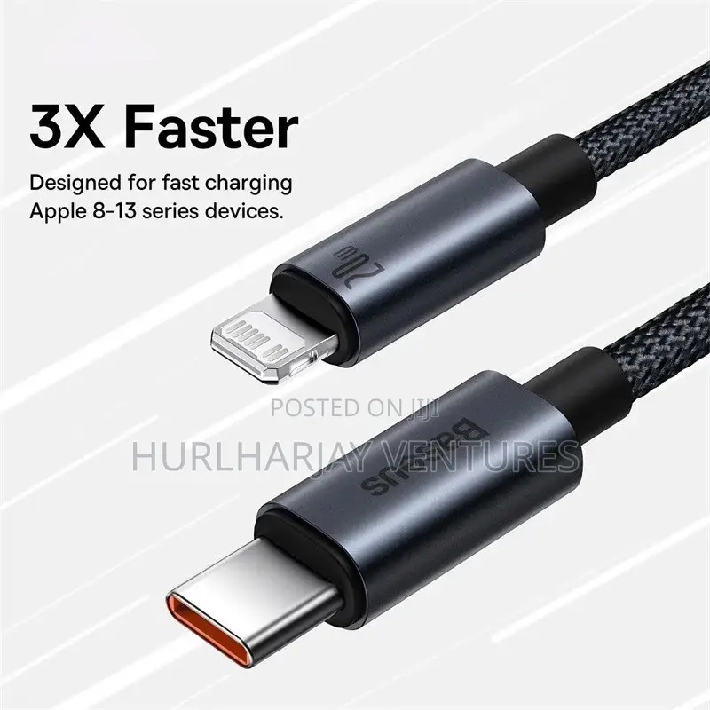 1m Baseus 20w Lightning (USBC to Ip) Cable