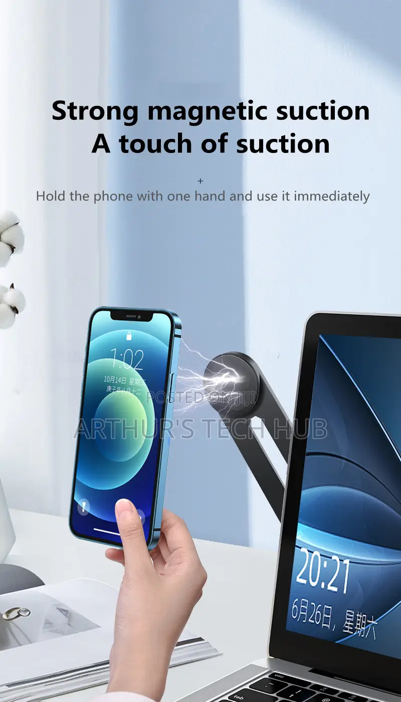 Side Mounted Phone Extension Holder for Laptop