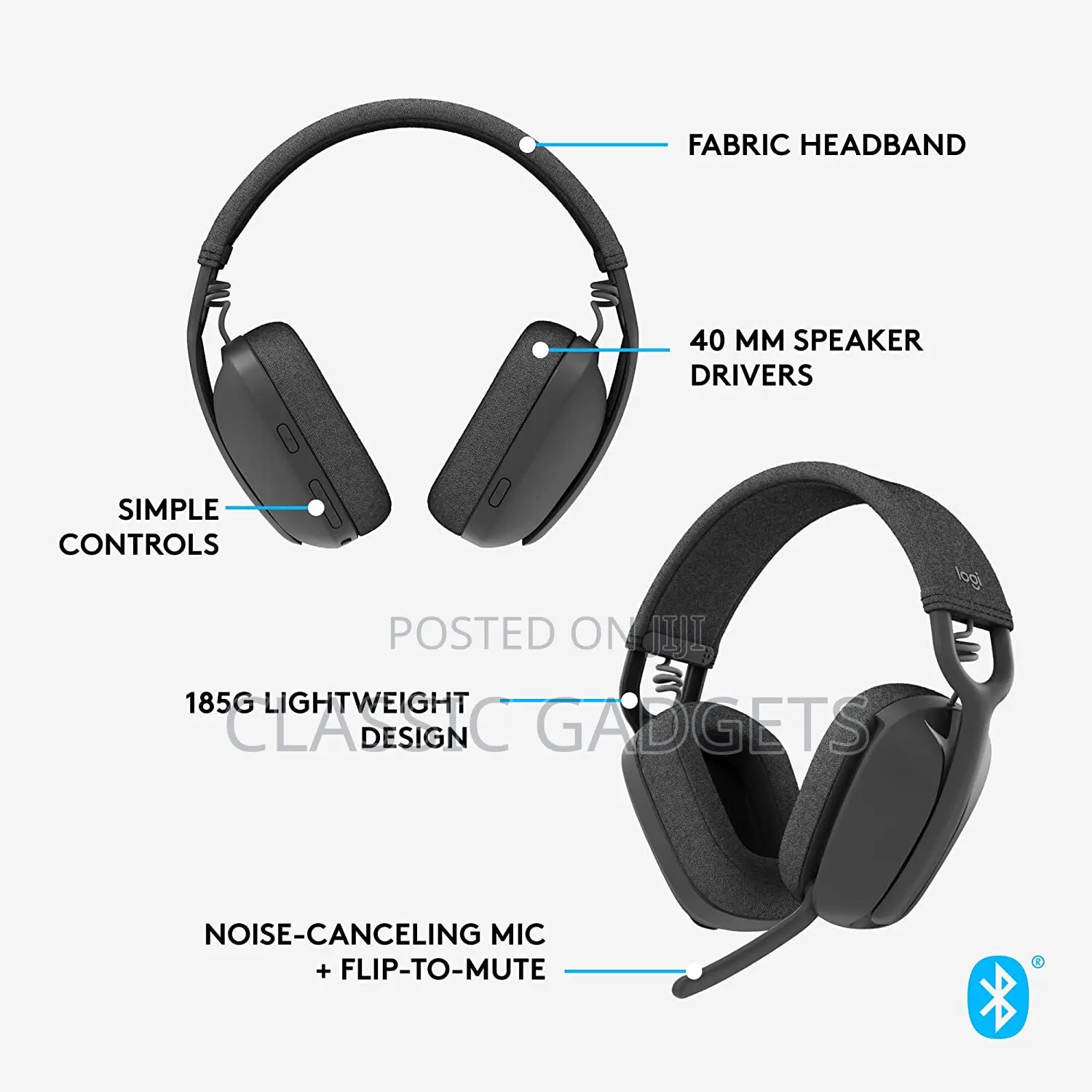 Logitech Zone Vibe 100 Lightweight Wireless Headset With Mic