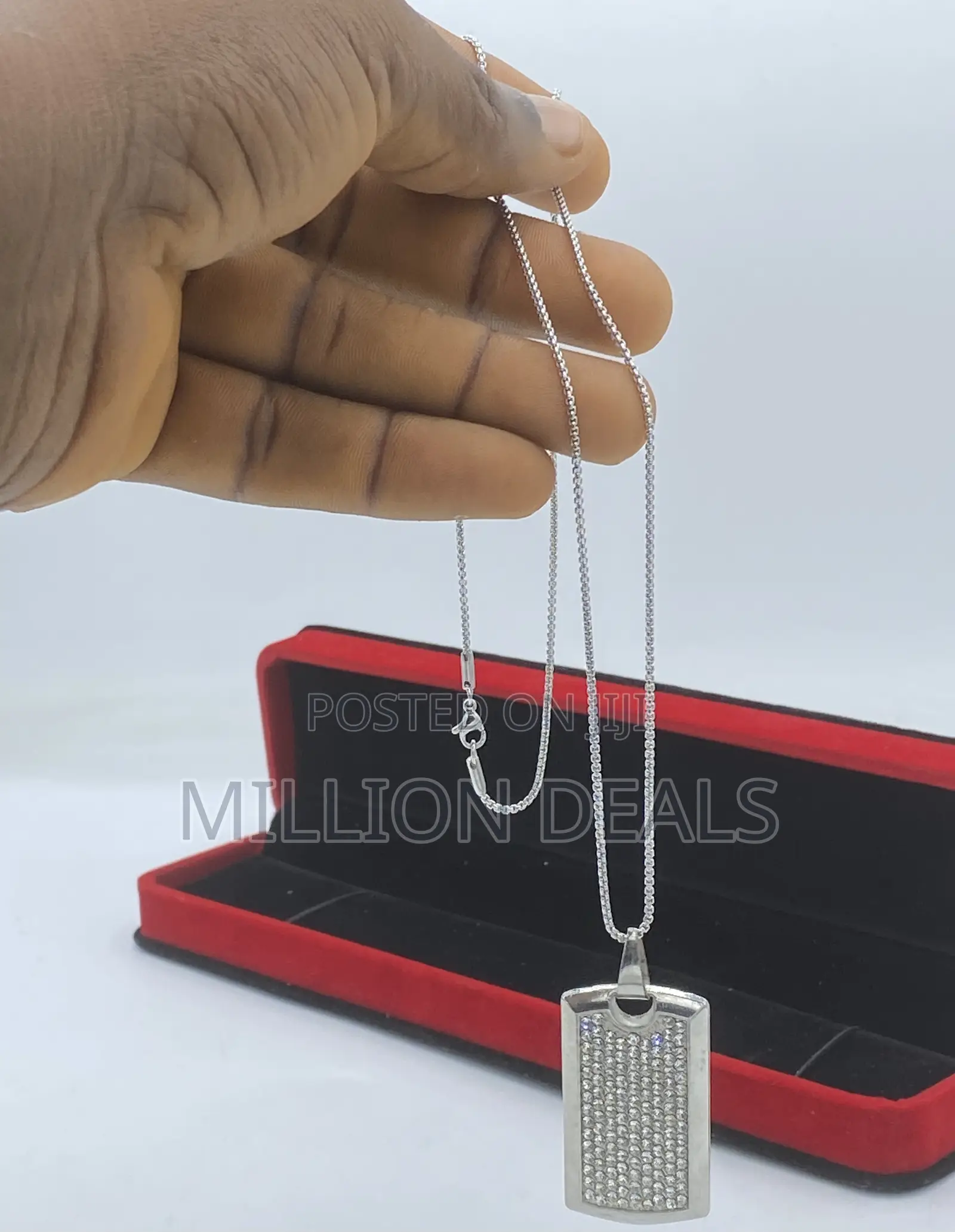 Polished Steel Silver Men’S Neckpiece N Pendant