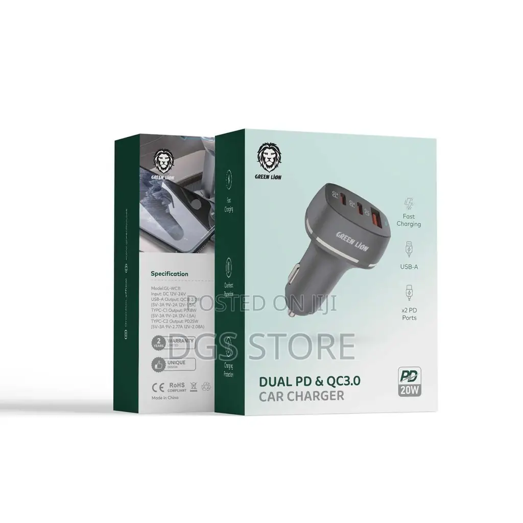 Green Lion X2 PD Port Dual PD QC 3.0 PD 20w Car Charger