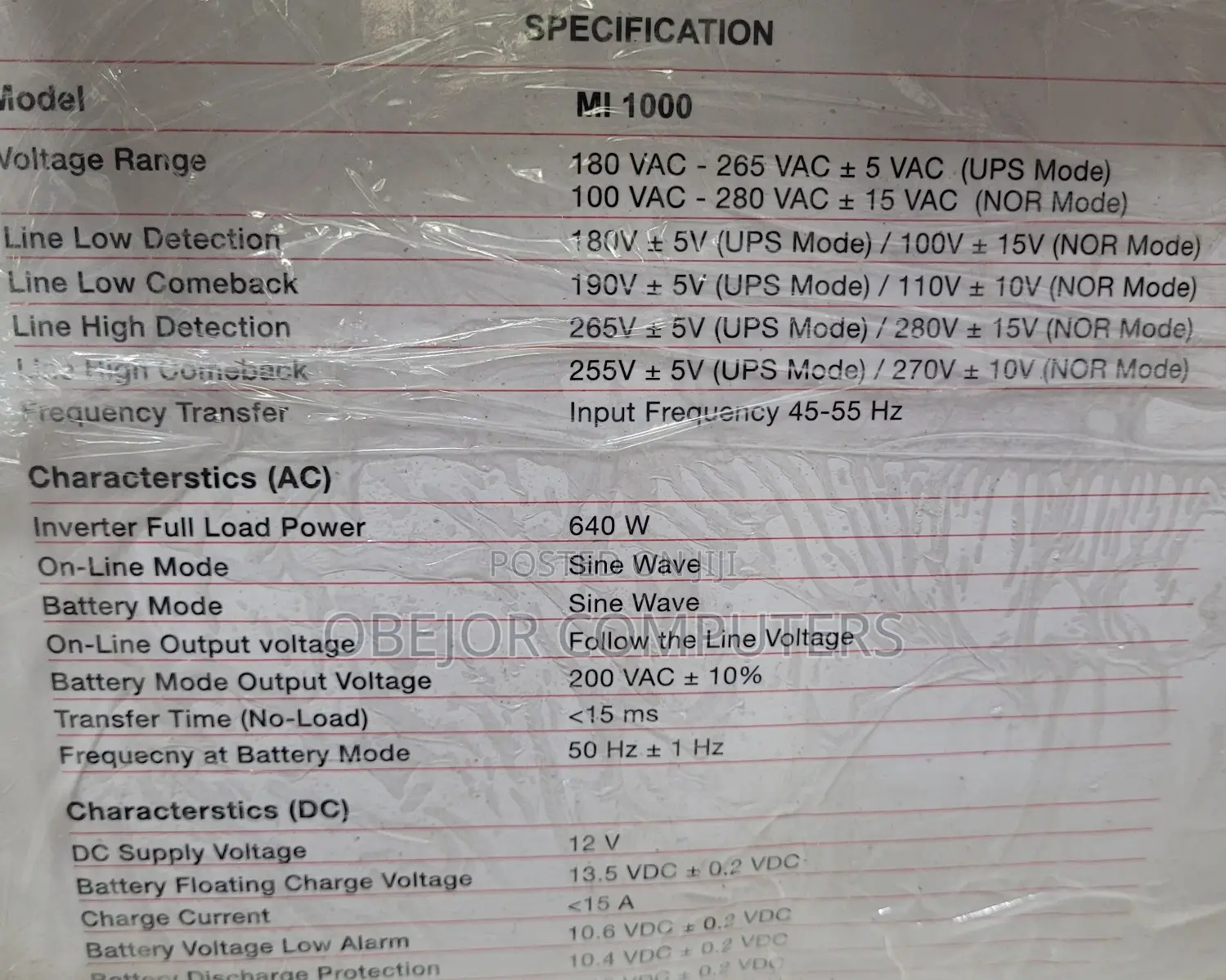 Mecury Pure Sine Wave Ups Inverter M1000