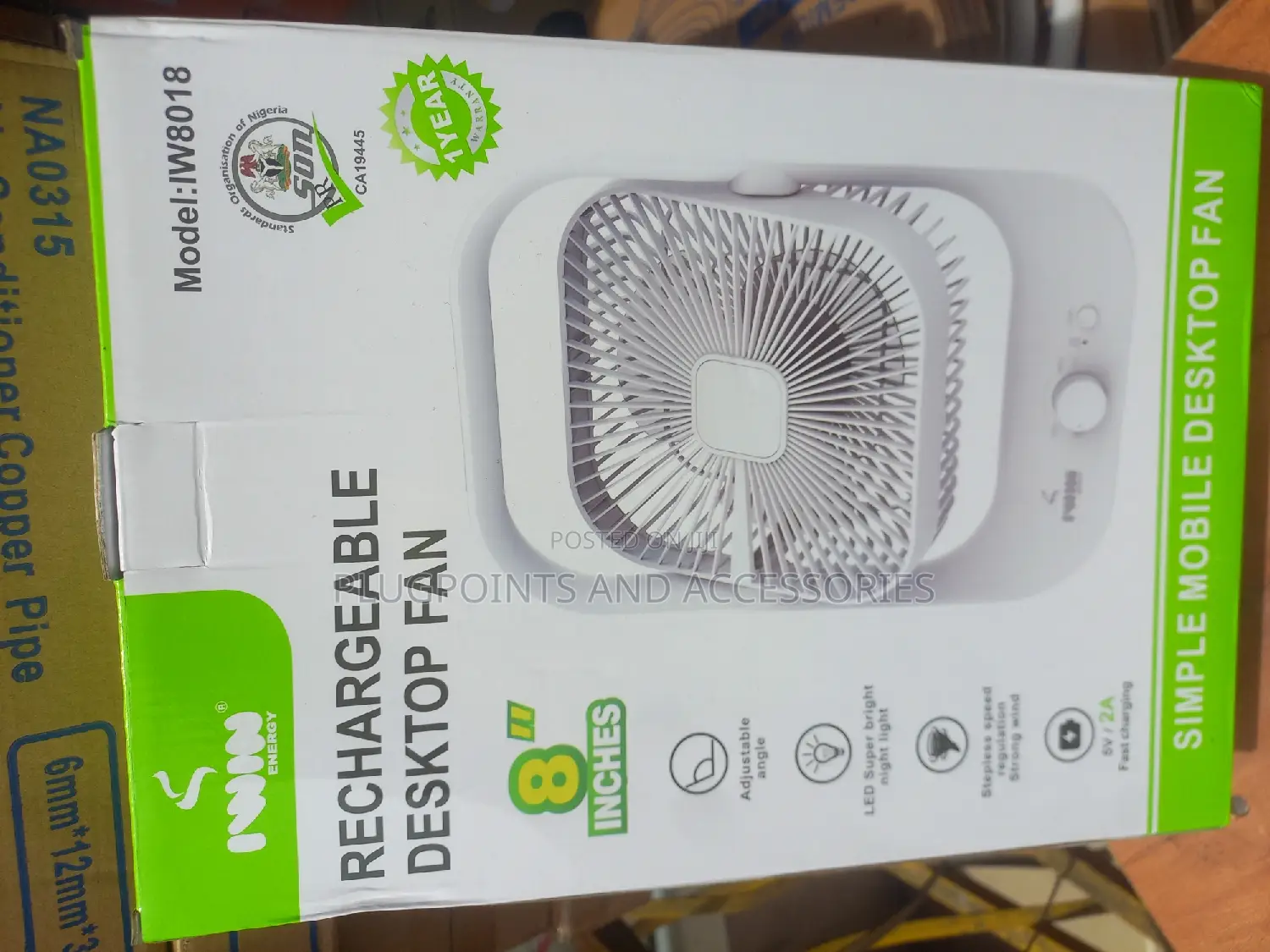 8" Iwin Energy Table Rechargeable Fan