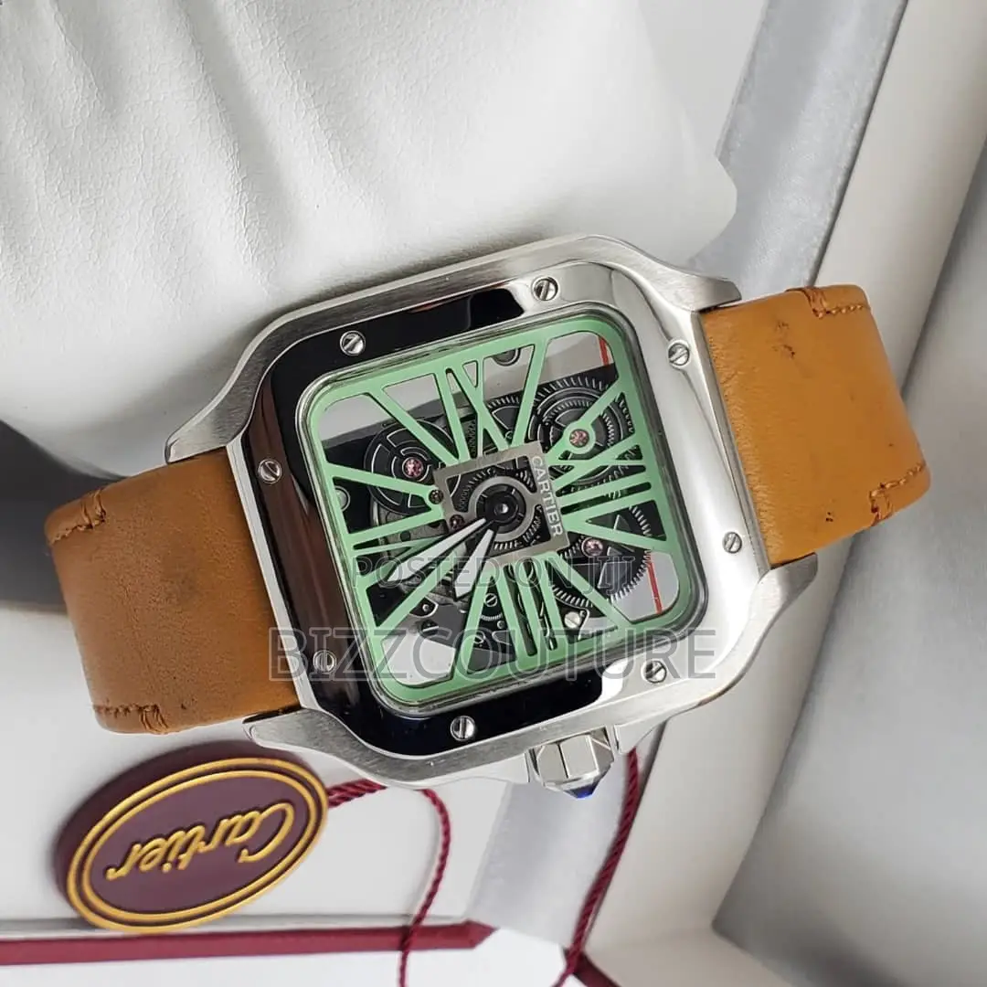 Original Cartier Green Dail Brown Leather Watch Is Available