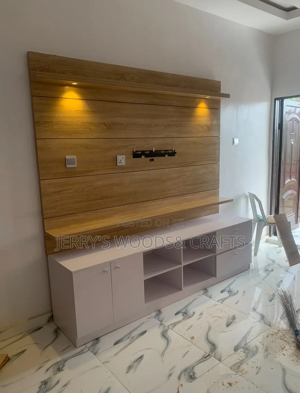 7by7feet Wall TV HDF Console