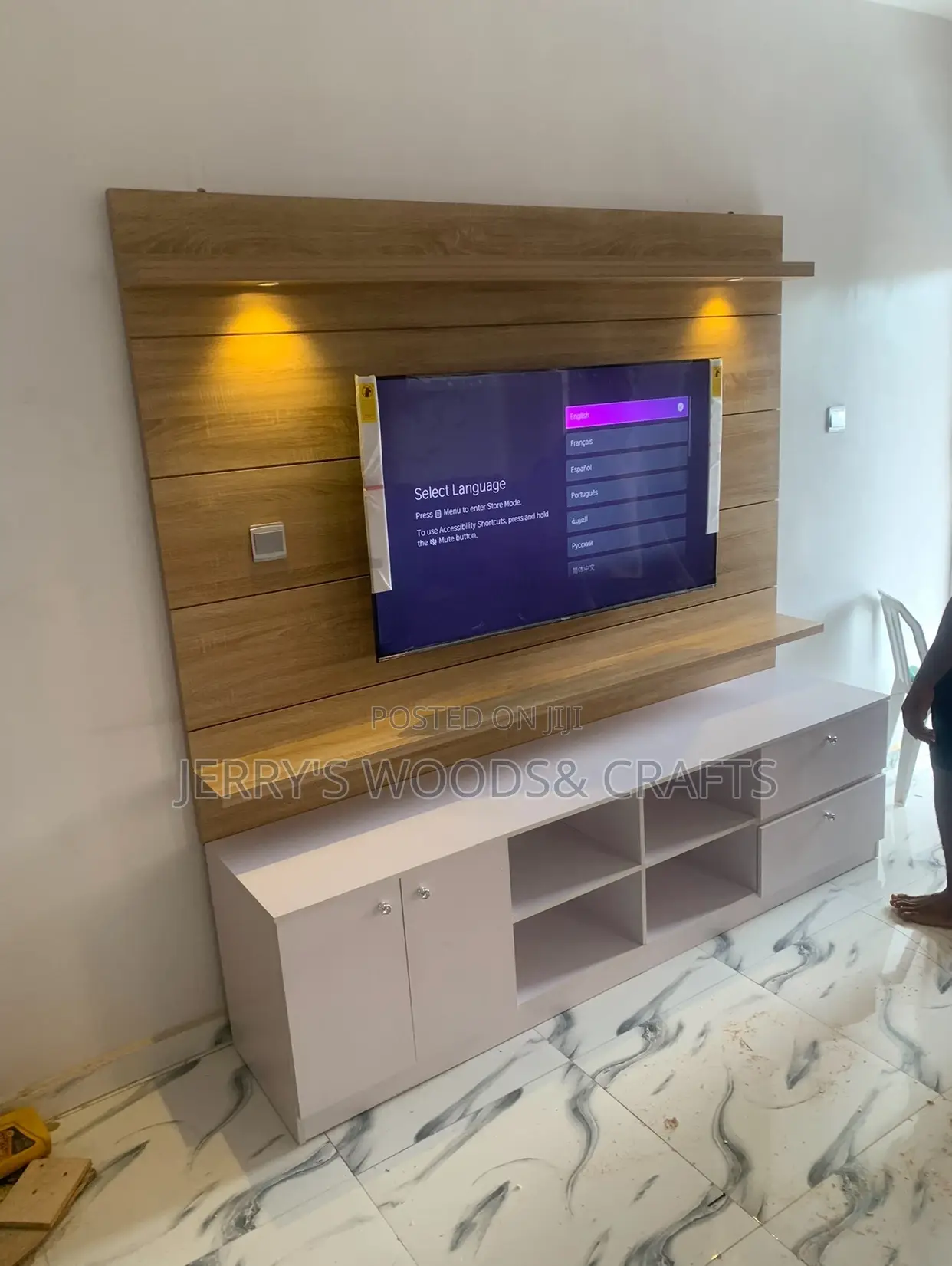 7by7feet Wall TV HDF Console
