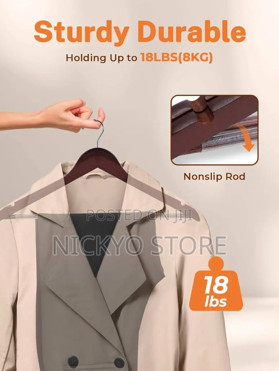 Pack of 3 Burnt Wooden Cloth Hangers