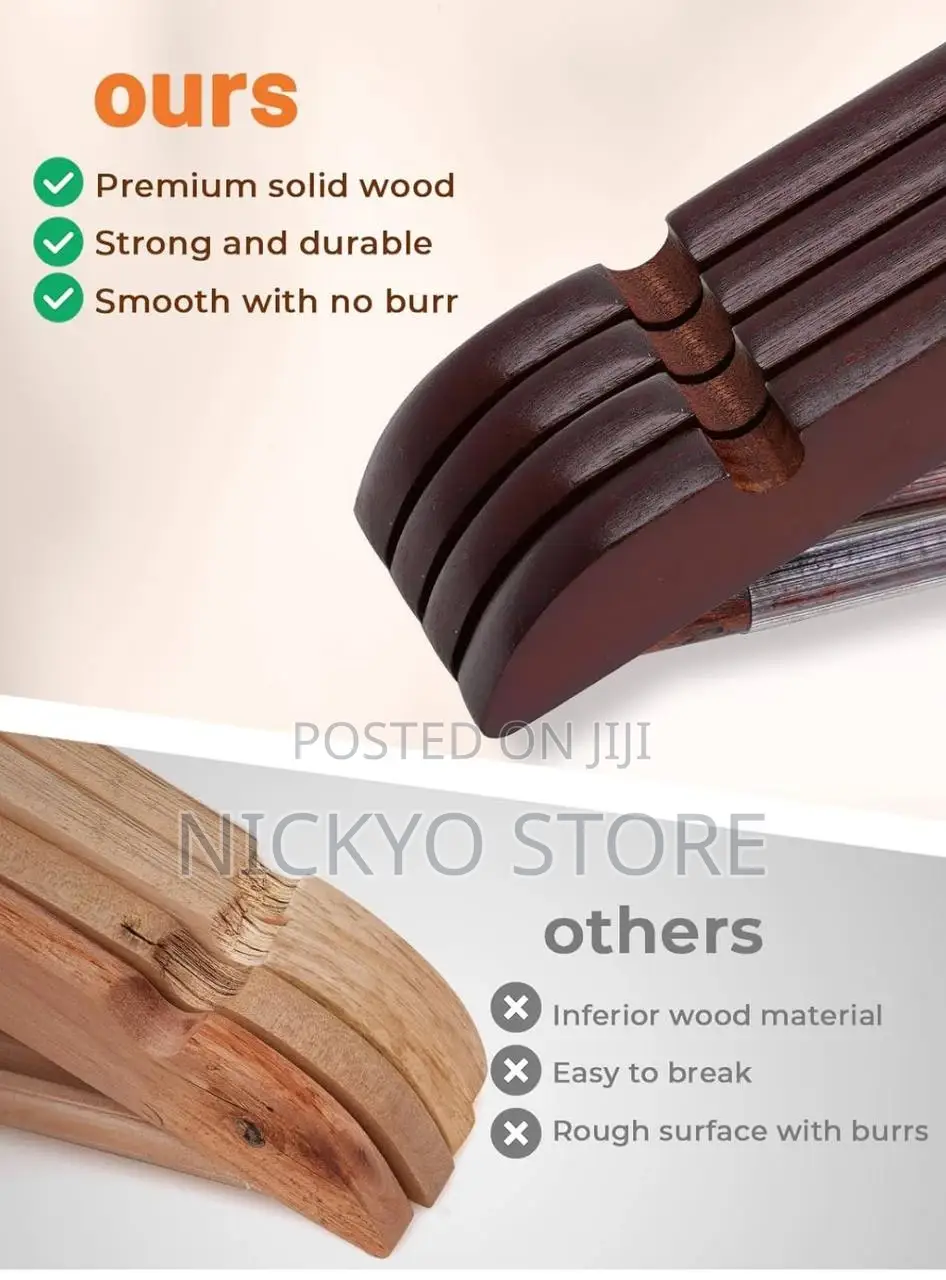 Pack of 3 Burnt Wooden Cloth Hangers