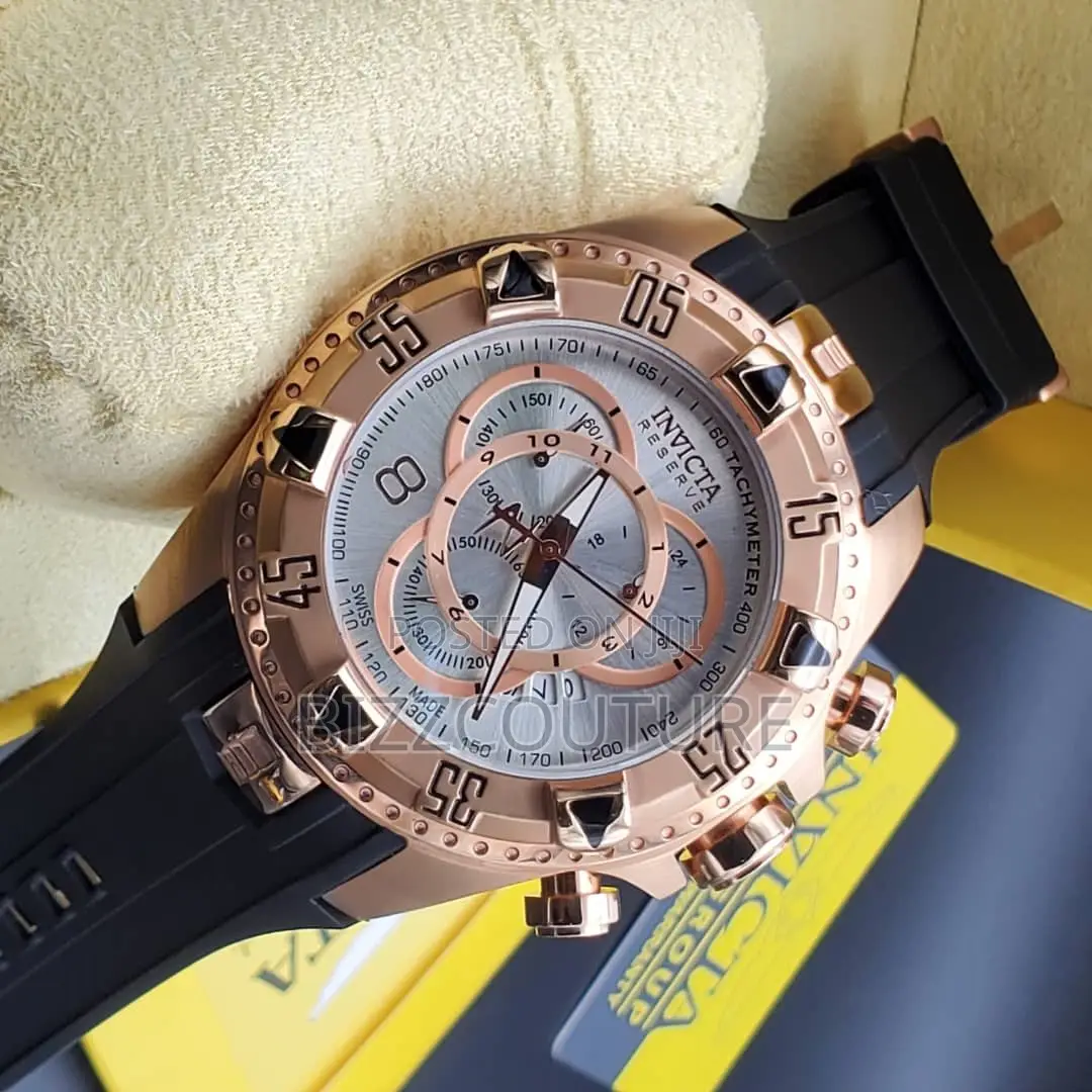 Original Invicta Reserve Chronograph Black Rubber Watch