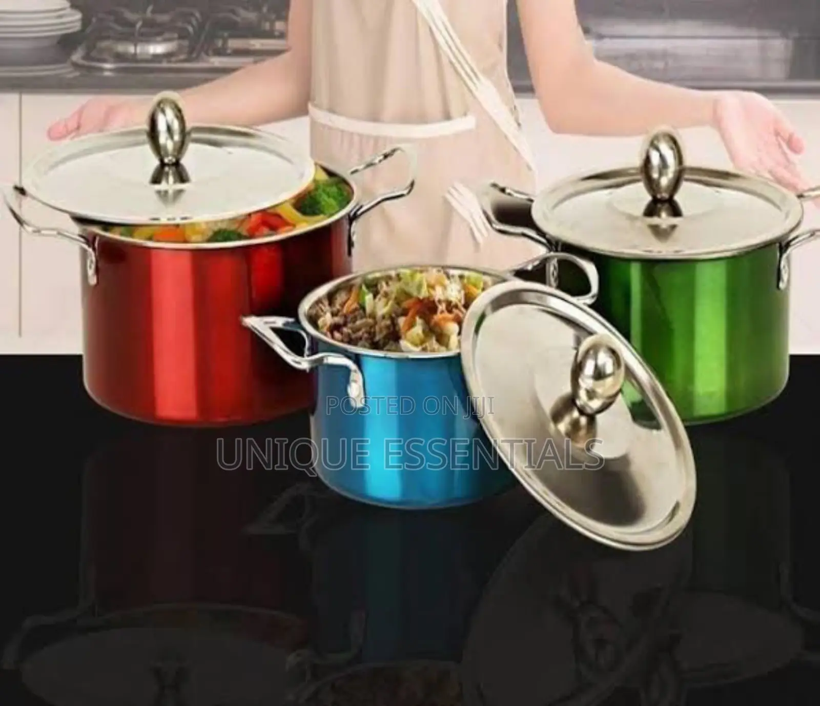 4 PCS High Cookware Stock Pot Set and Food Server
