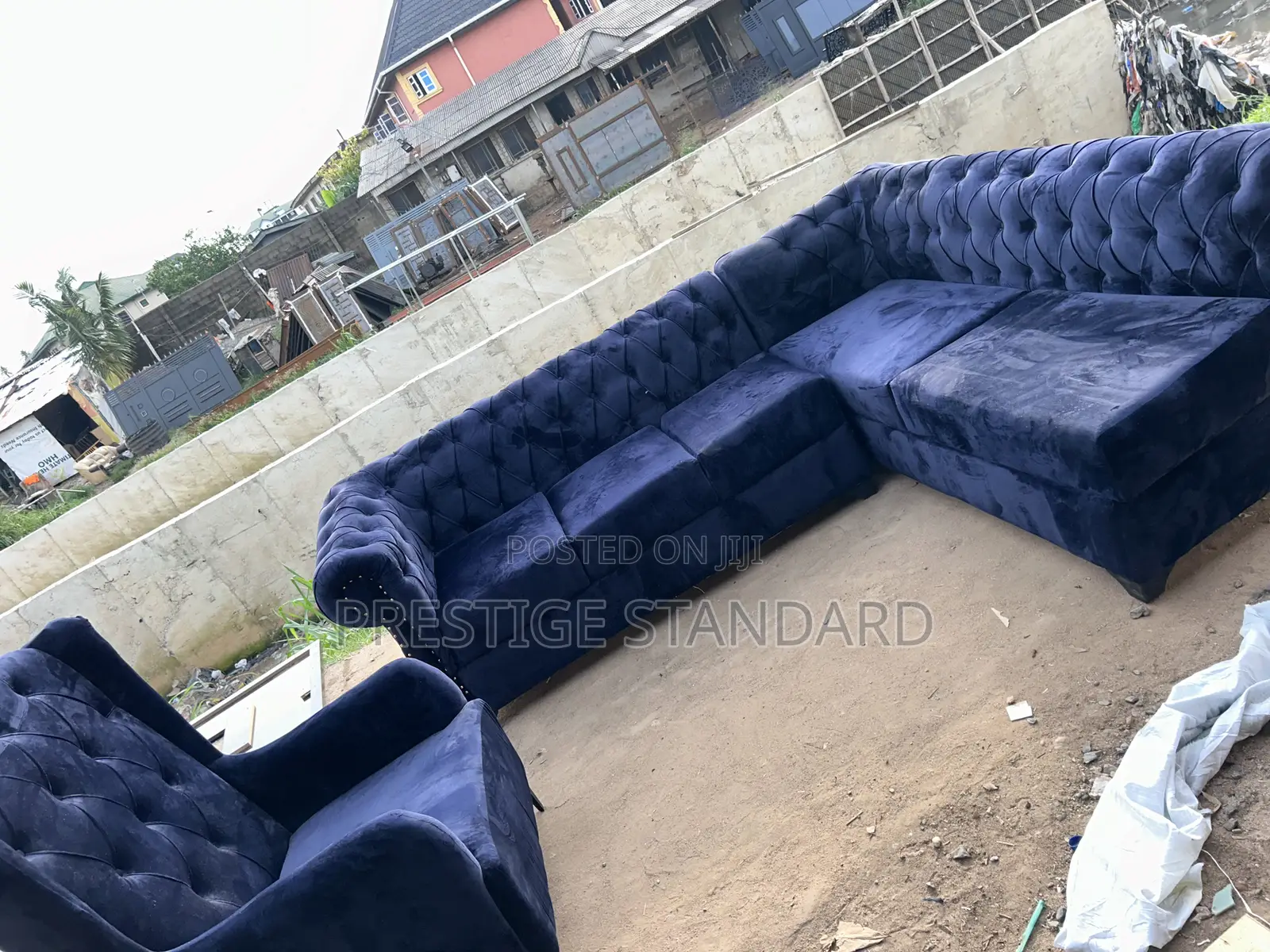 A Standard Navy Blue Couch