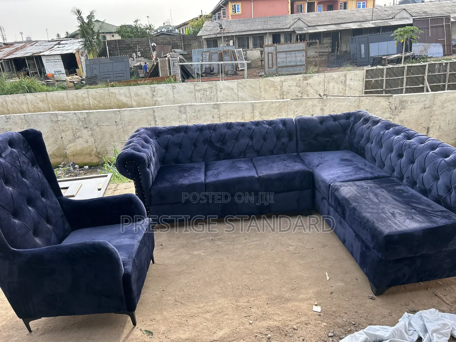 A Standard Navy Blue Couch