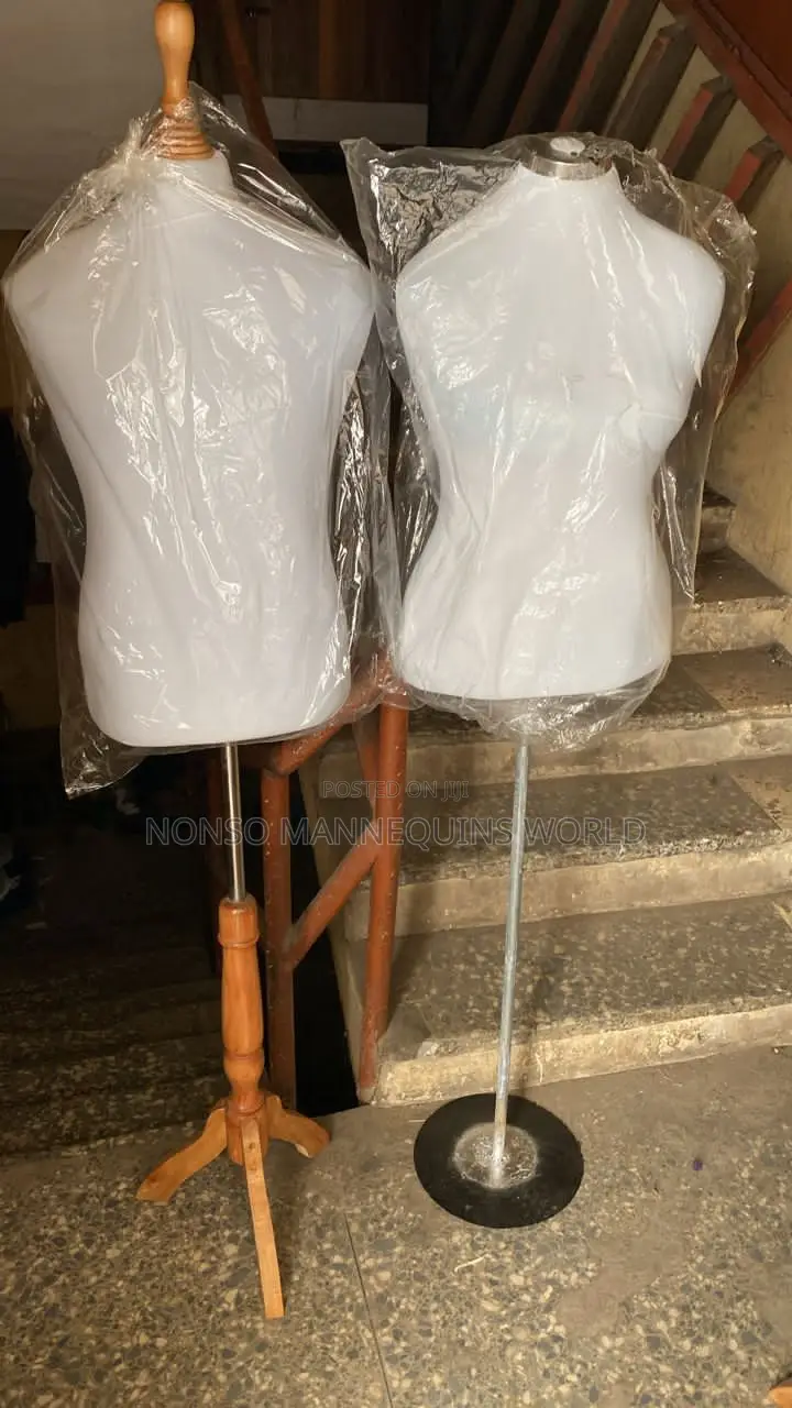 White Male Bodyform With Tripod Wooden Base Stand