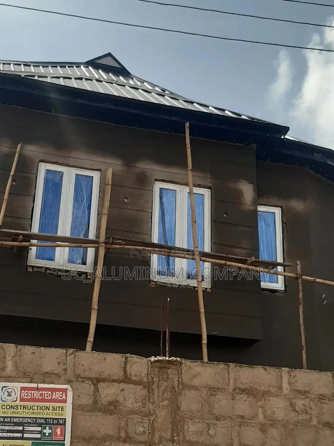 White Aluminum Casement Window With Burglary and Net