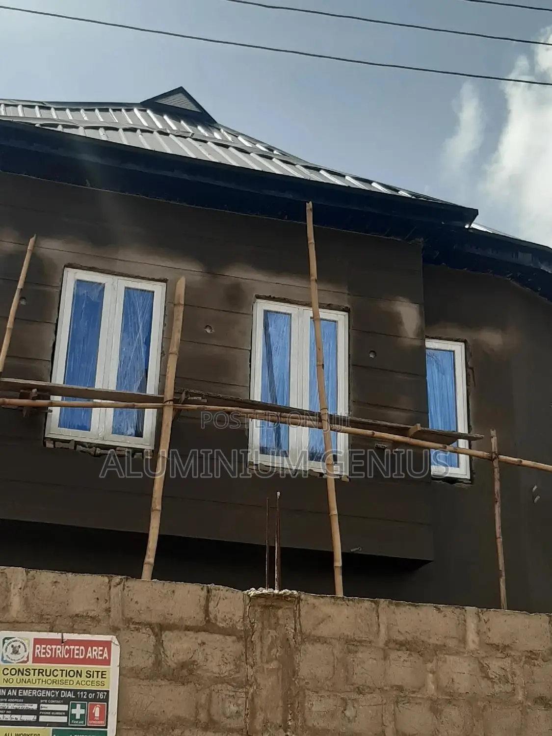 White Aluminum Casement Window With Burglary and Net