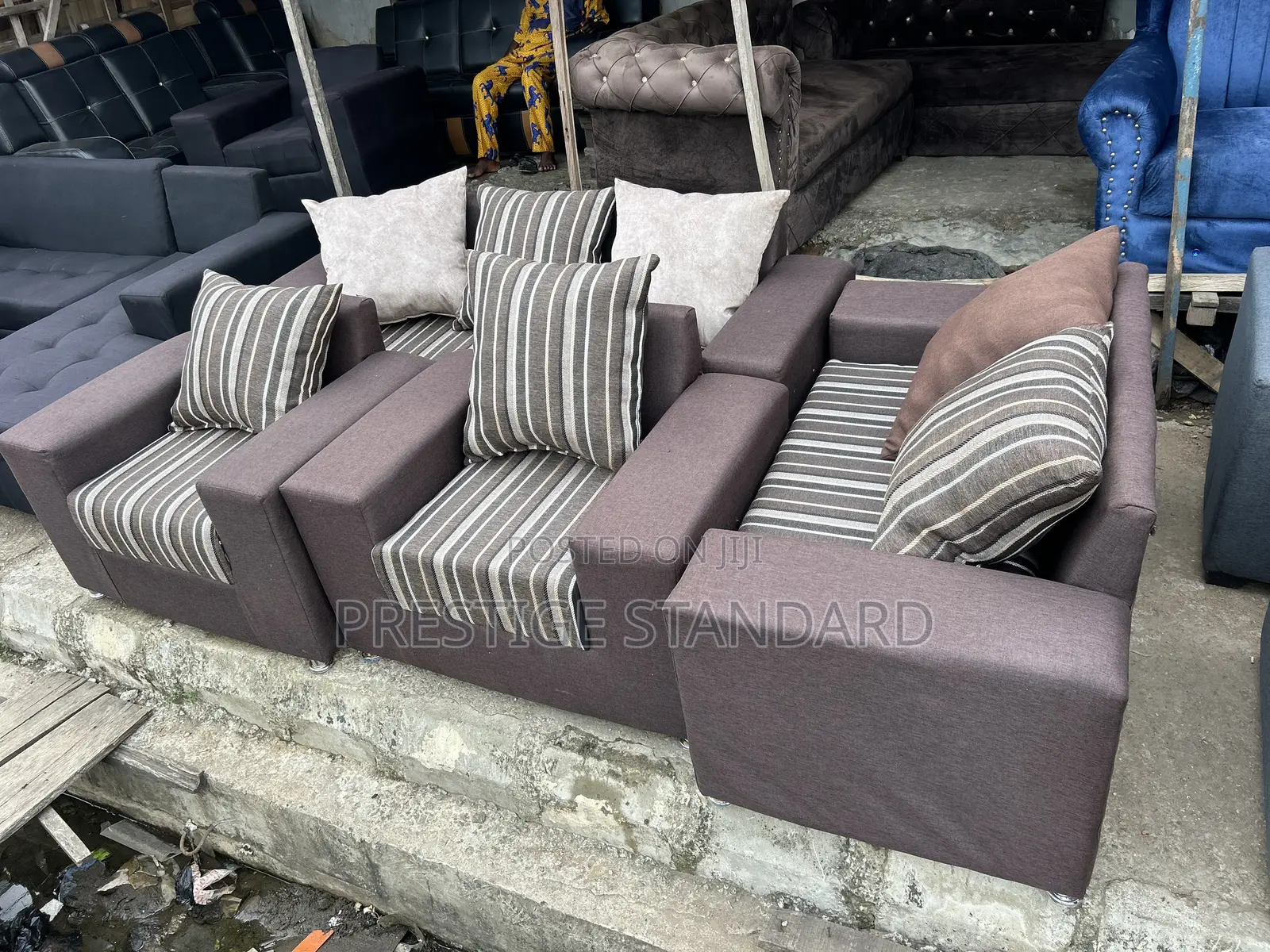 A Standard 7 Seater Brown Sofa