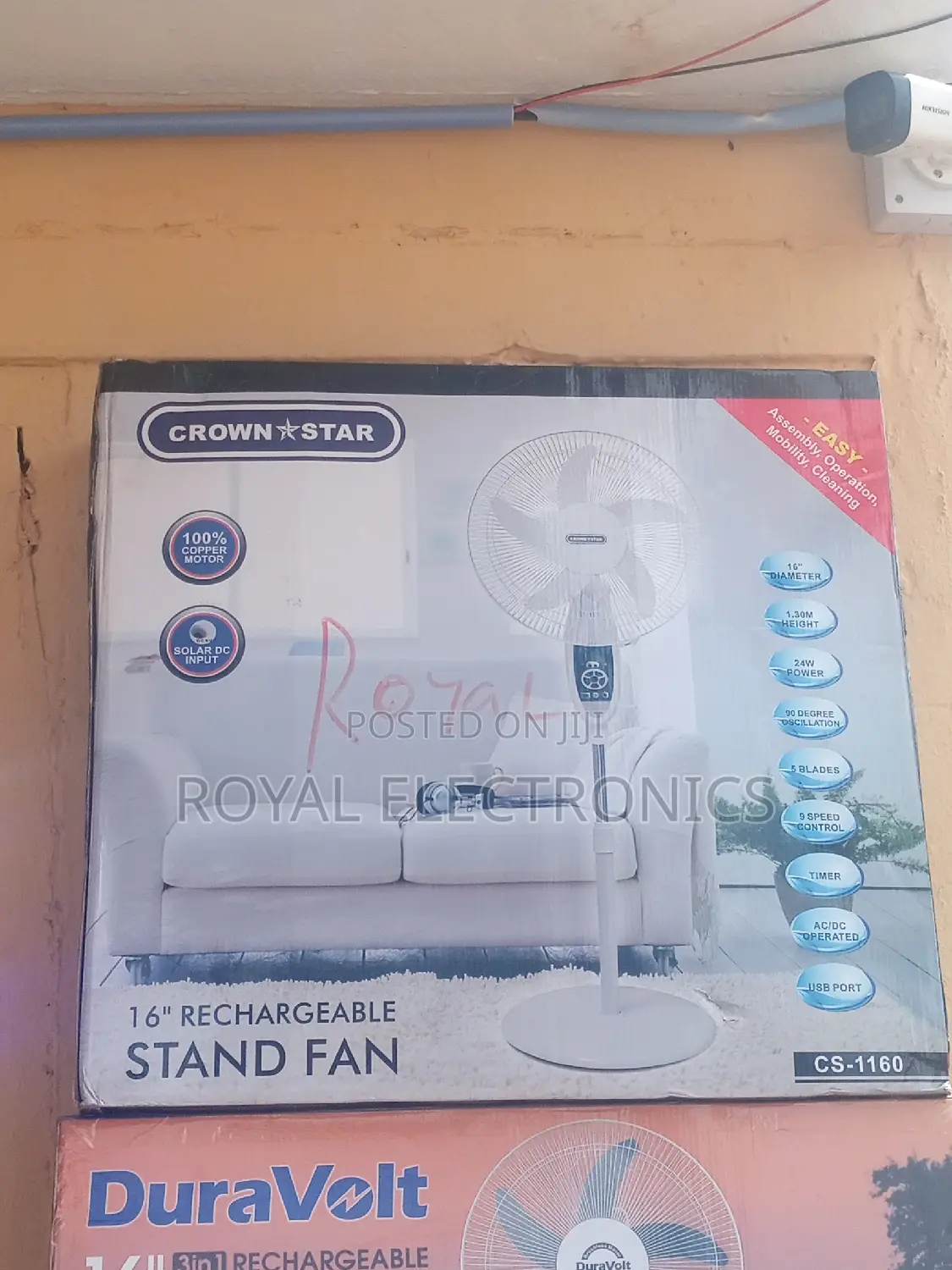 Standard New Crownstar 16 Inches Rechargeable Standing Fan