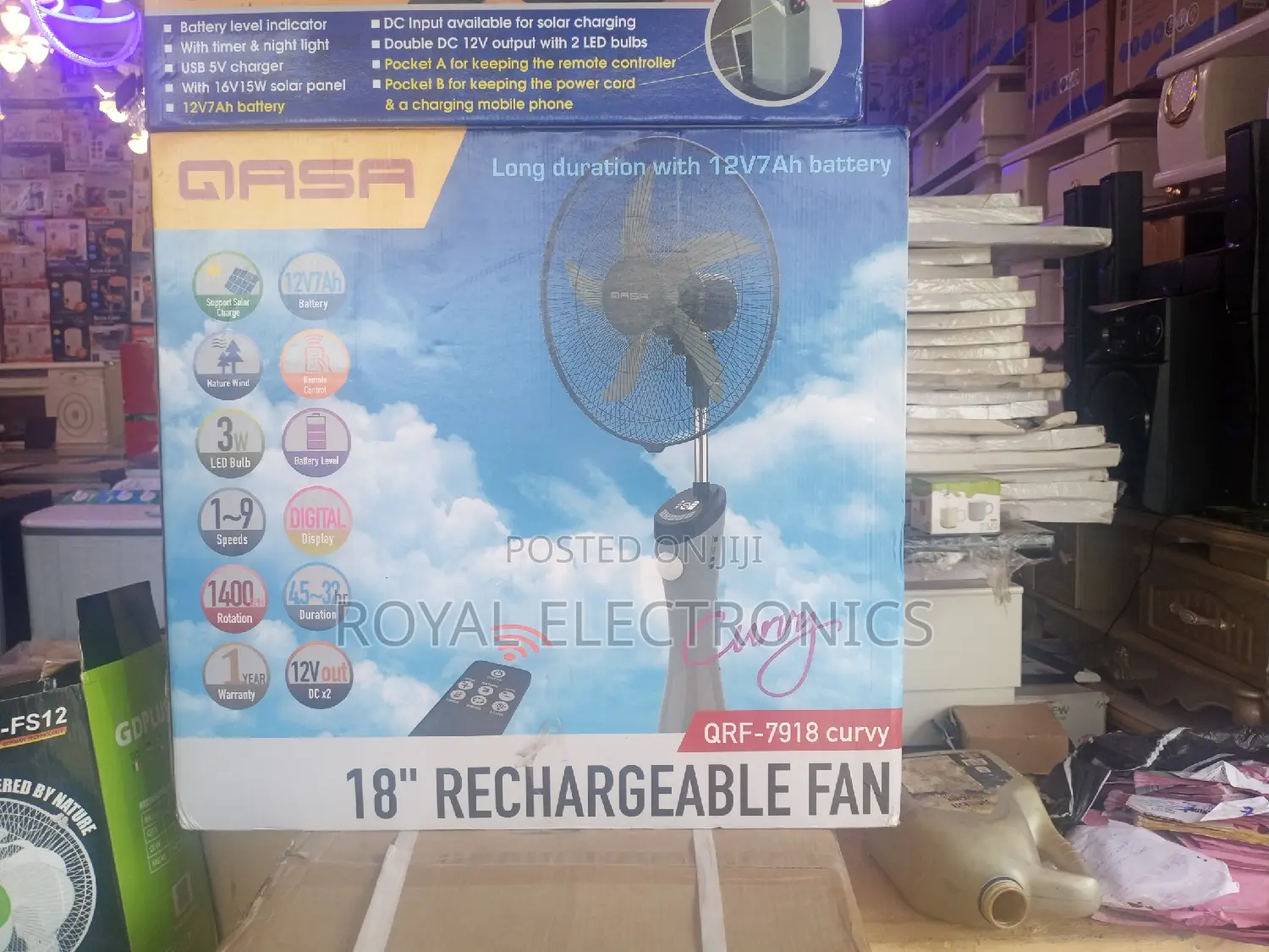 New Qasa 18 Inches Rechargeable Standing Fan