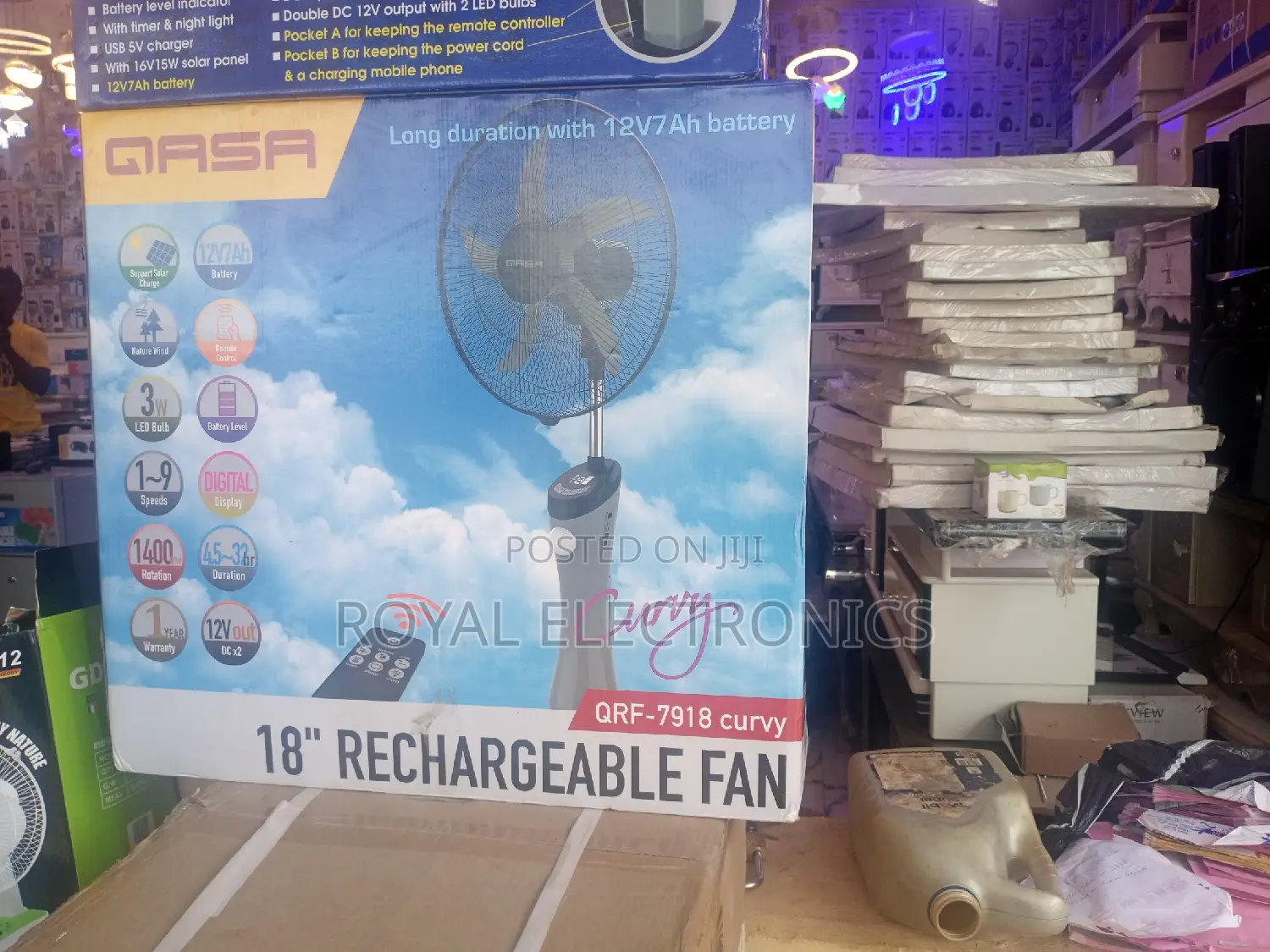 Powerful Qasa 18 Inches Rechargeable Standing Fan
