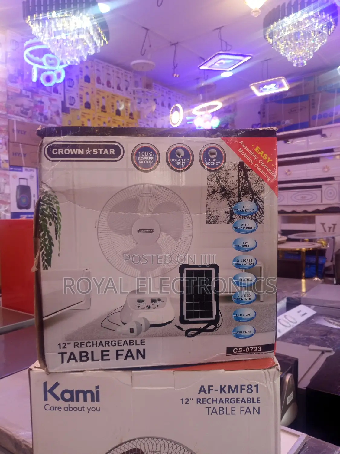 Best Quality Crownstar 12 Inch Rechargeable Fan With Solar
