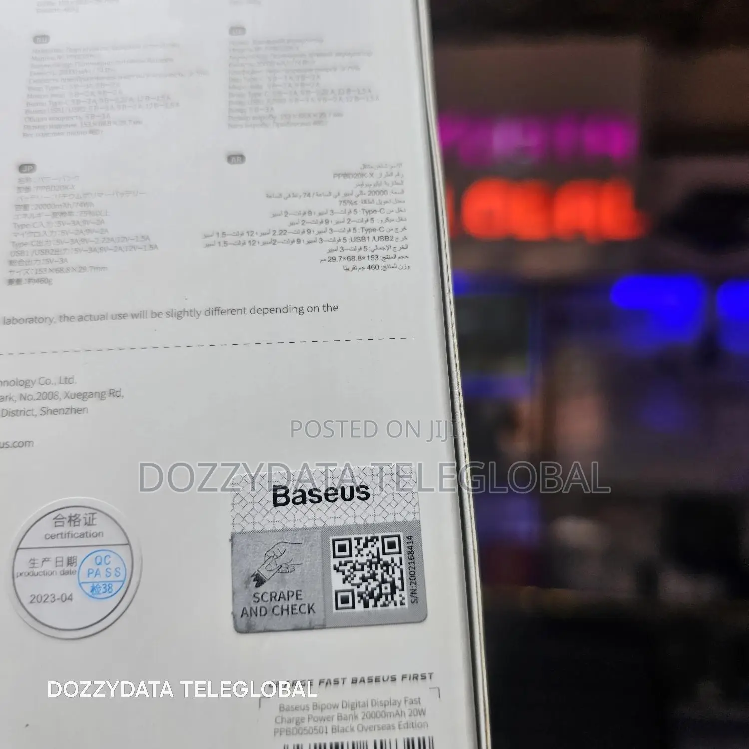 Baseus 20000mah 20w Powerbank- Black