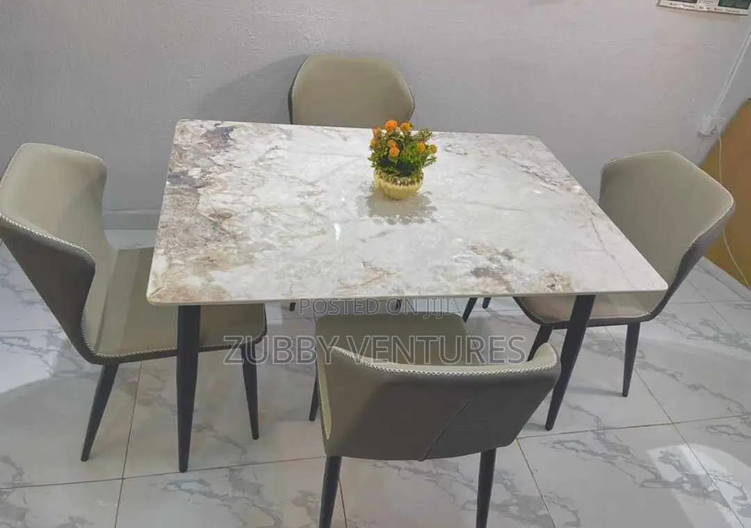 Brand New and Imported Marble Top Dining With Quality 4 Chai
