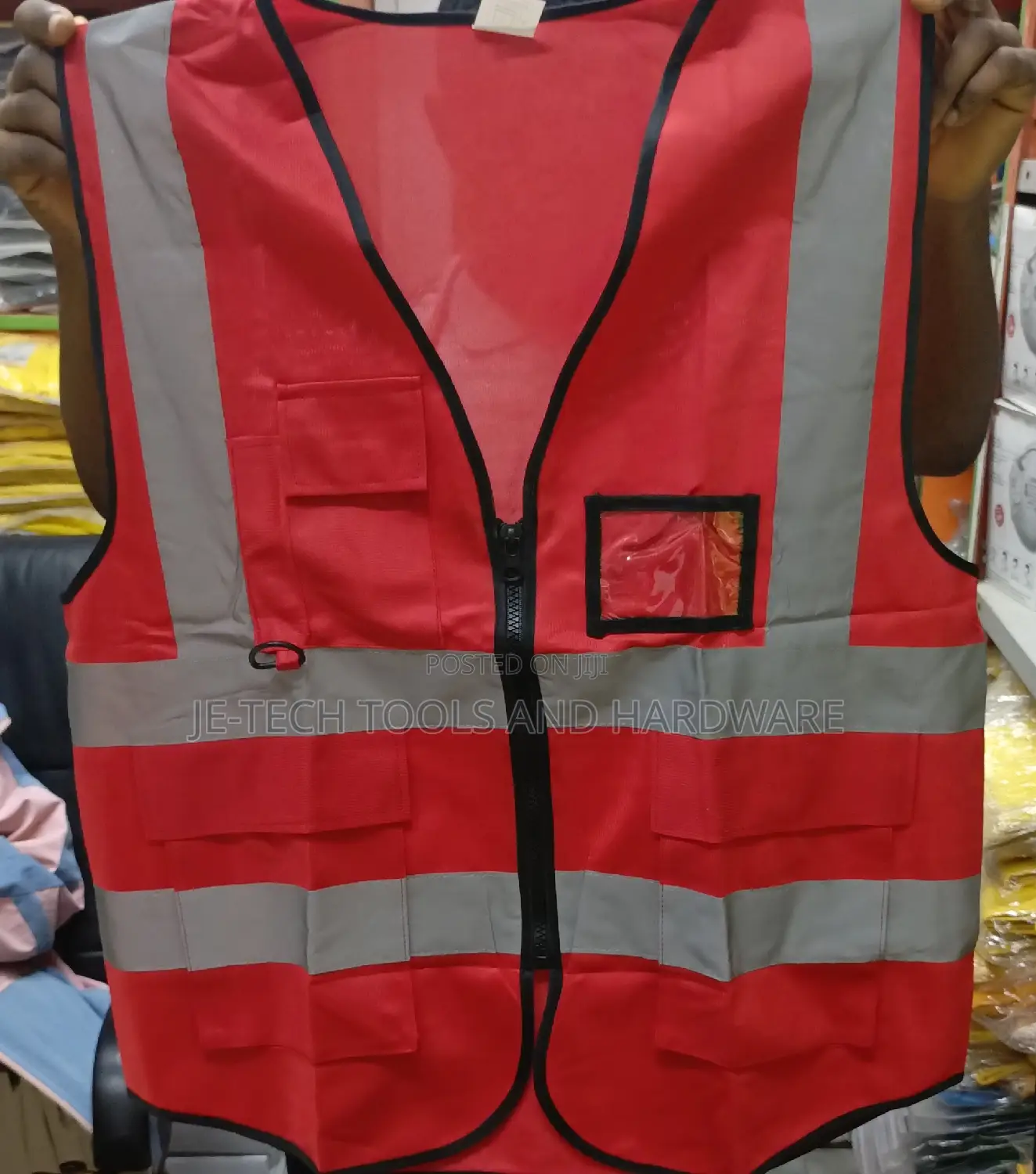 Unisex Adult Reflective Vest With Strips & Multi-pockets
