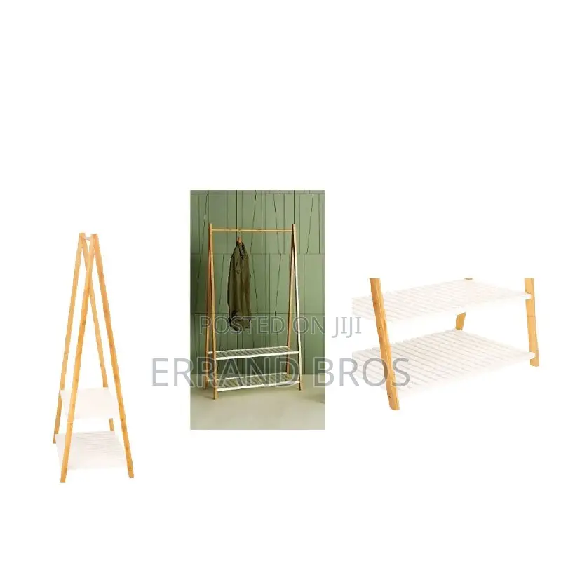 Wooden Clothes Rail With Shoe Rack.