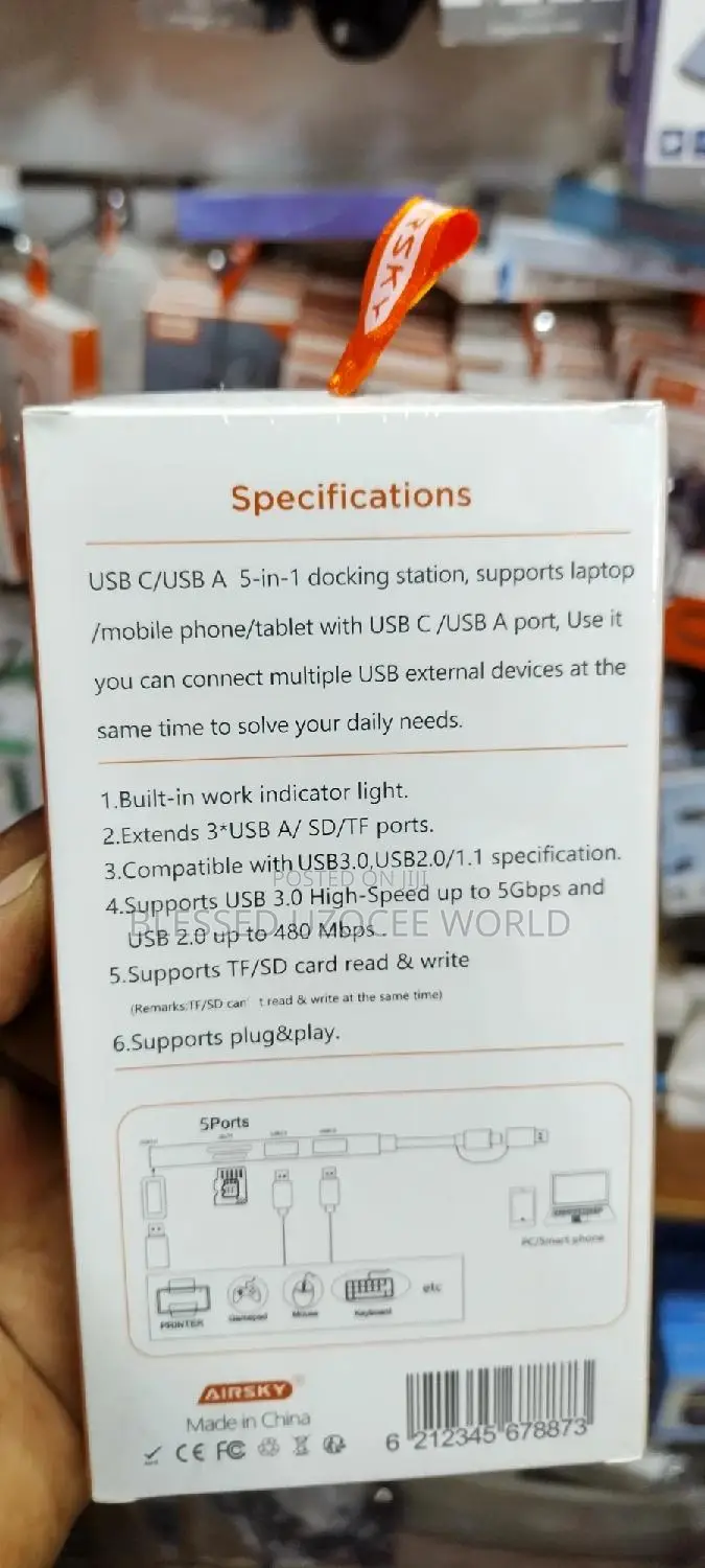 Airsky 5 in 1 Type C Usb Docking Station Hub Converter