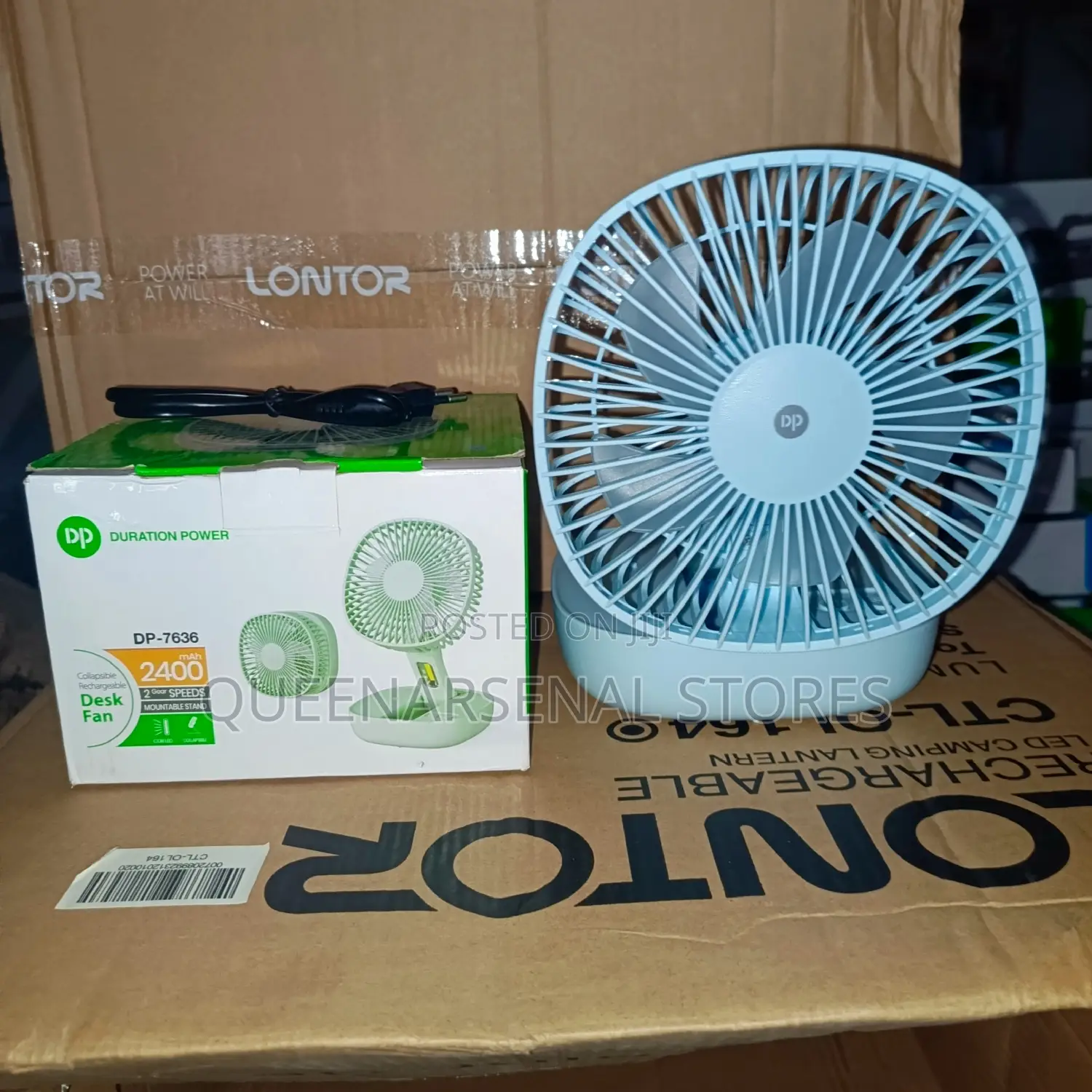 DP Foldable Rechargeable Fan With Ledlight
