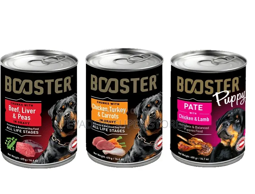 Booster Dog Food. By24 Cans