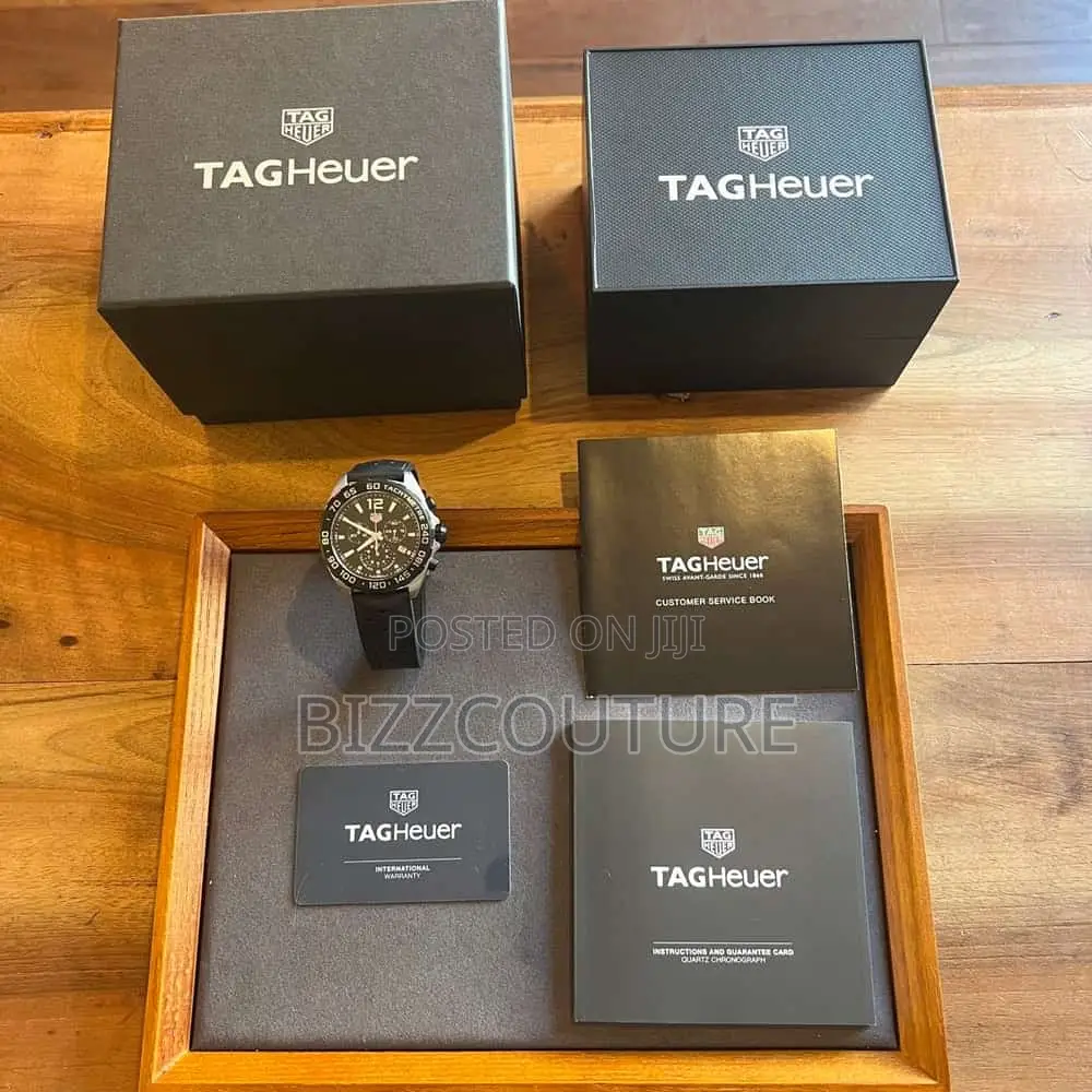 Original Tag Heuer Formula Chronograph Black Leather Watch