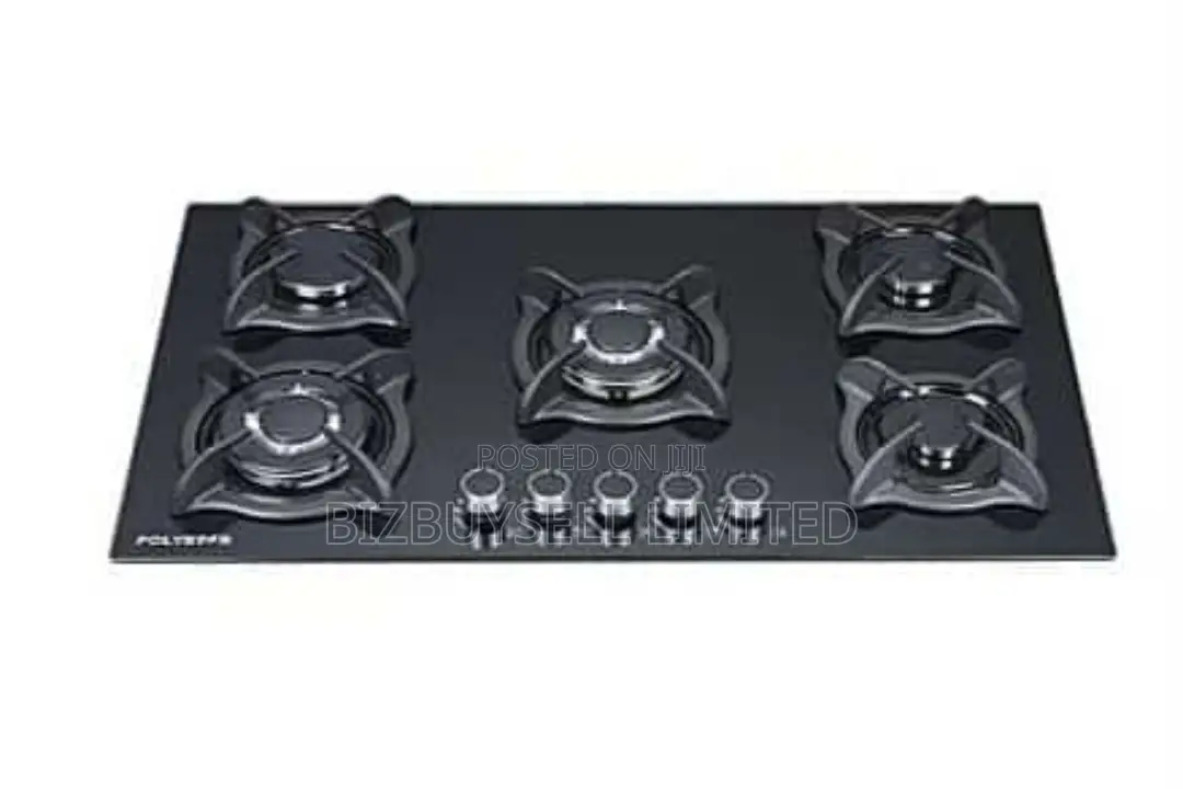 5 Burners Inbuilt Polystar Gas Cooker, Glass Top.