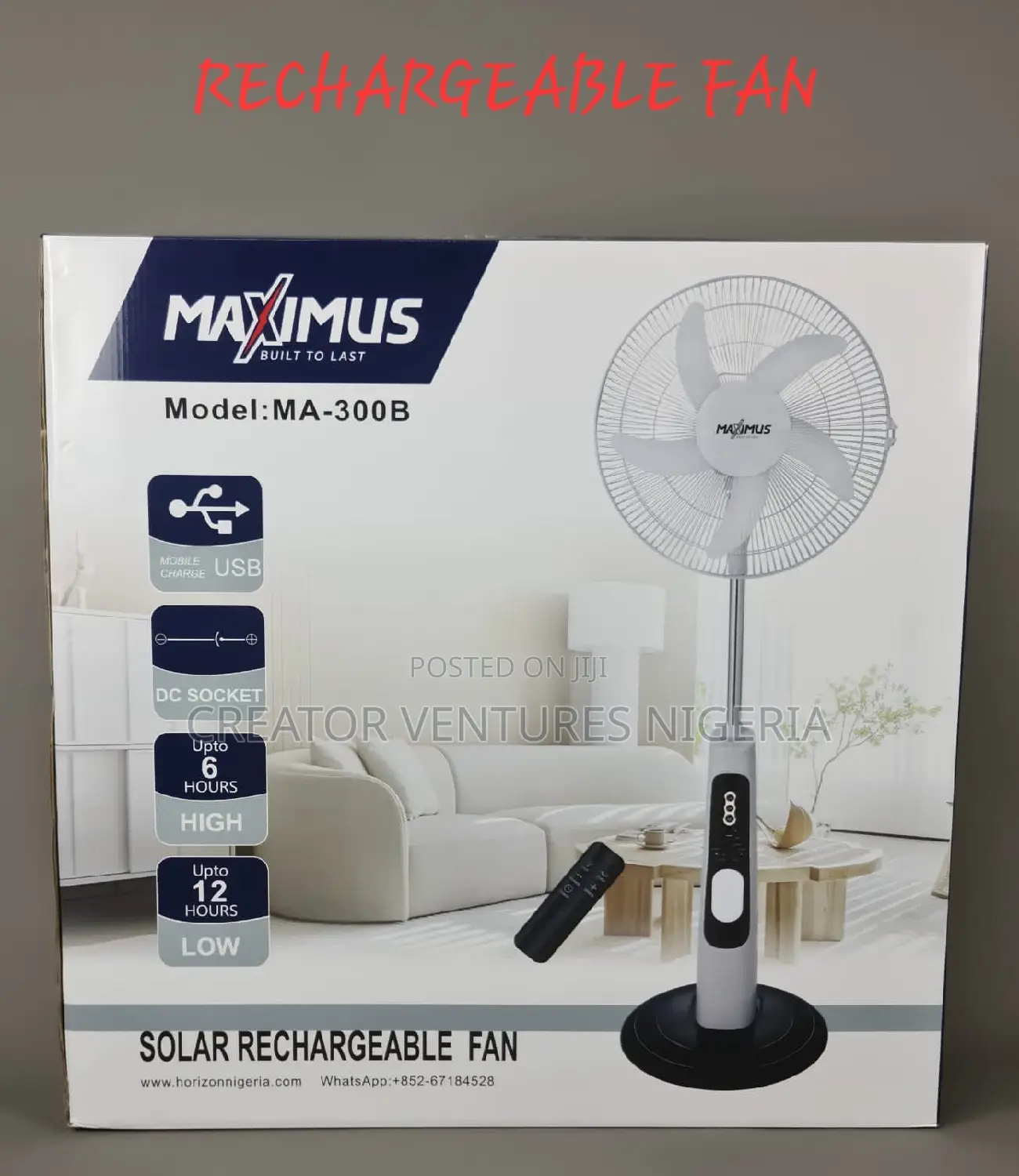 Maximums Solar Rechargeable Fan 18,Fully Copper,Very Durable