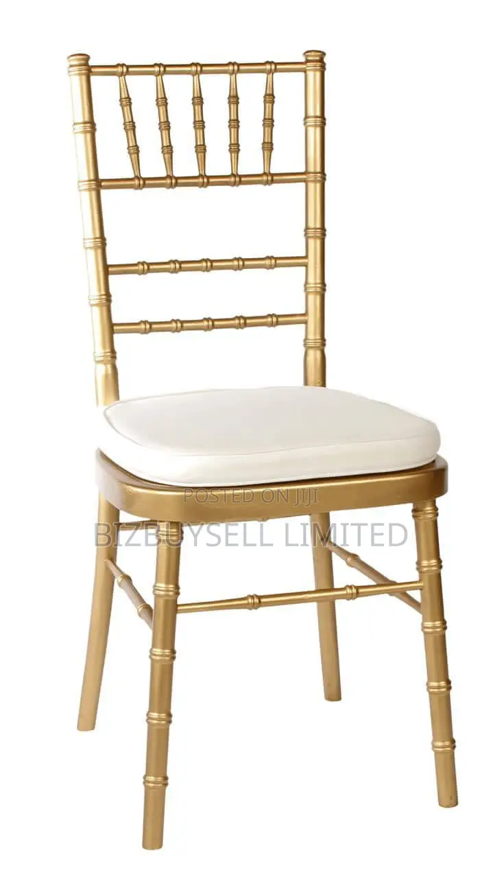 Banquet Chair With Padded Leather, Golden Color.