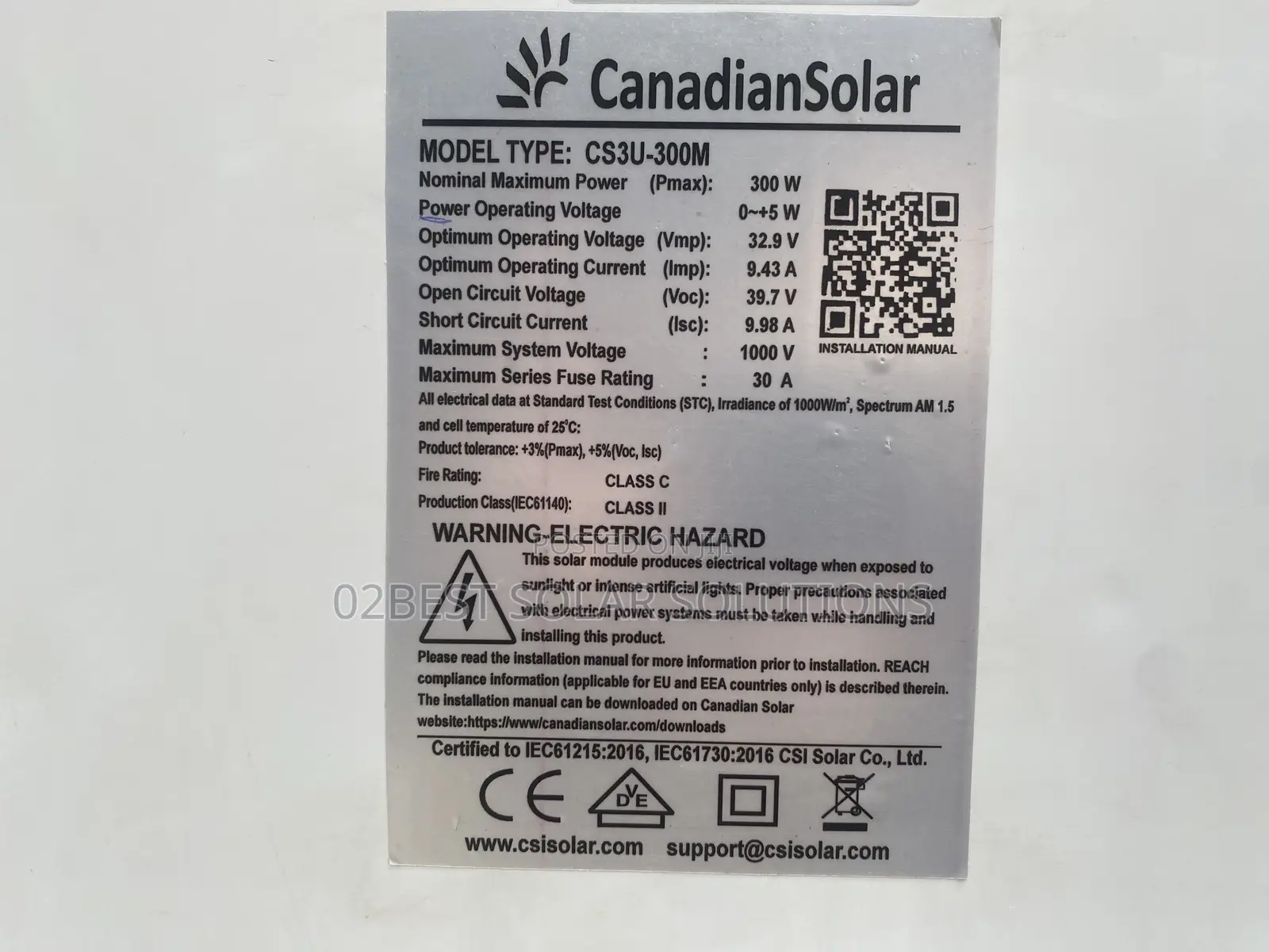 300W Efficient Canadian Solar Panels