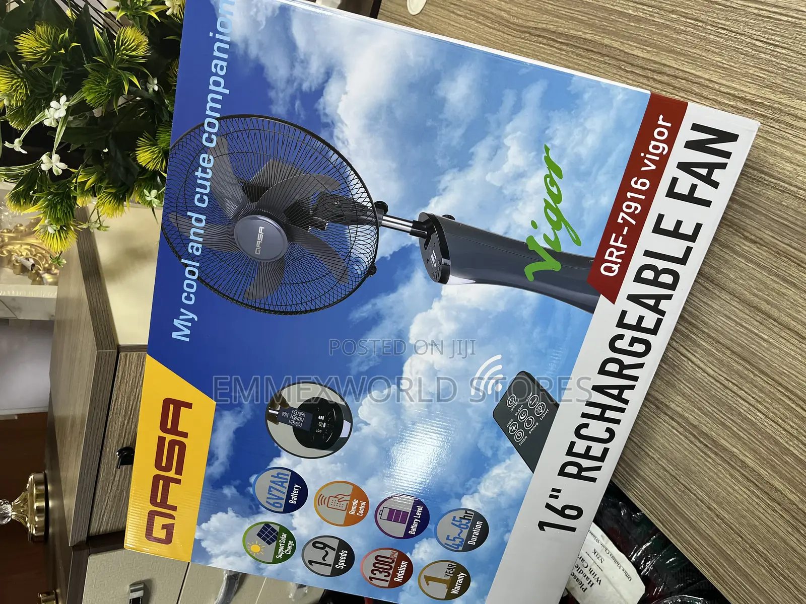 Qasa Rechargeable Fan 16”