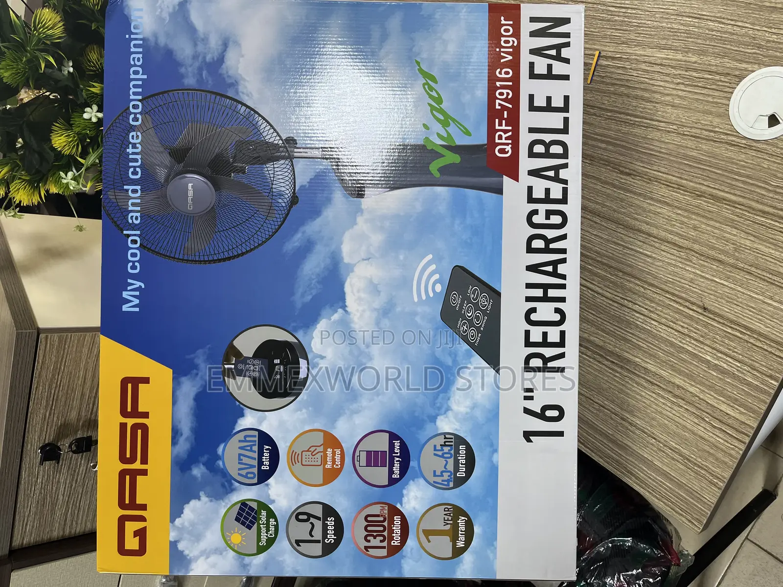 Qasa Rechargeable Fan 16”