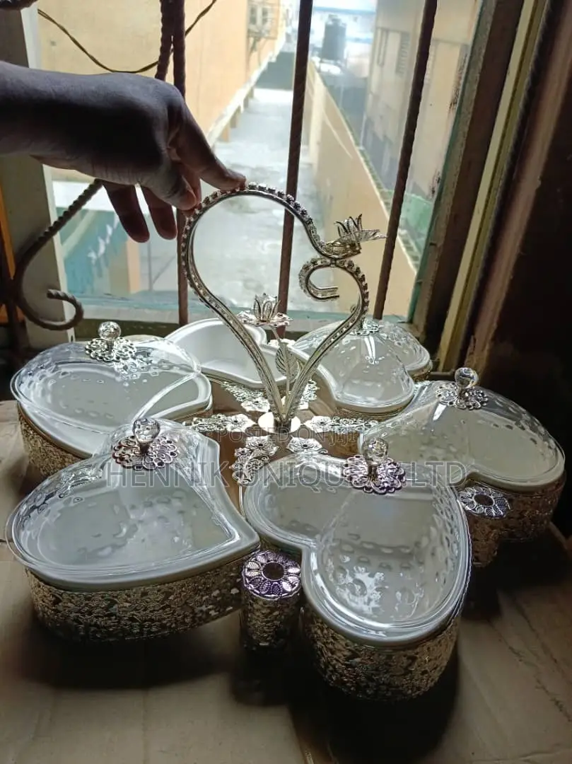 Gold Plated Nkwubi Plate and Asu Meat Bowl Candy Fruit Bowl