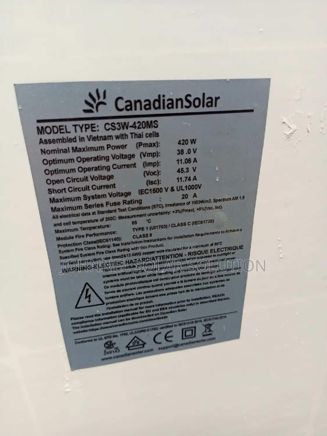 60cell 420watt Canadian Solar Panel