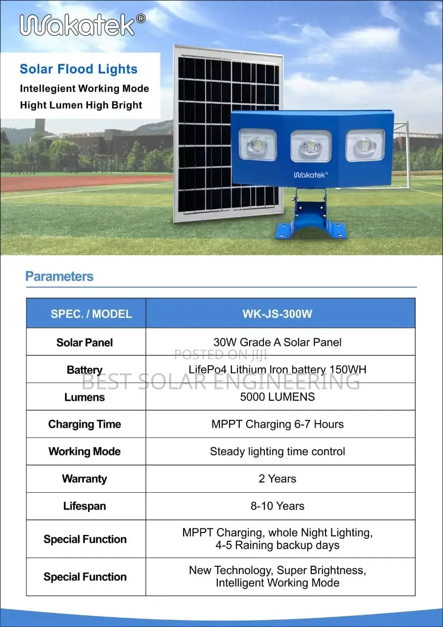 300w Wakatek Solar Flood Light