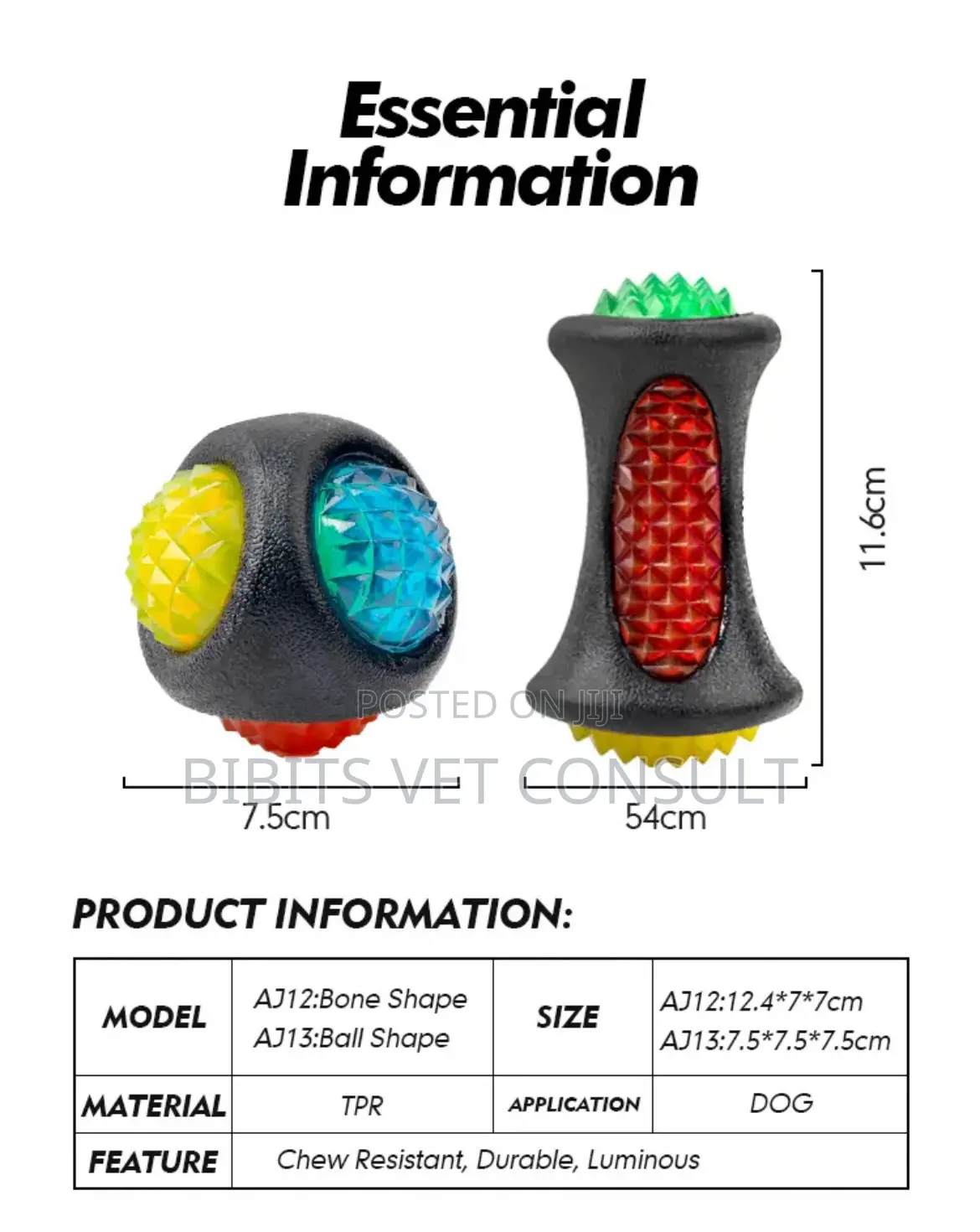 Luminous Rubber Flashing Bite Resistant Dog Toy