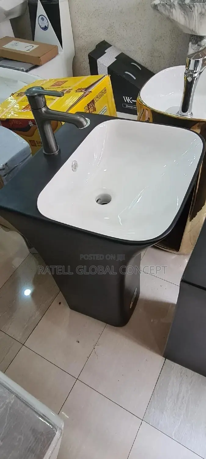Black and White Free Standing Wash Hand Basin