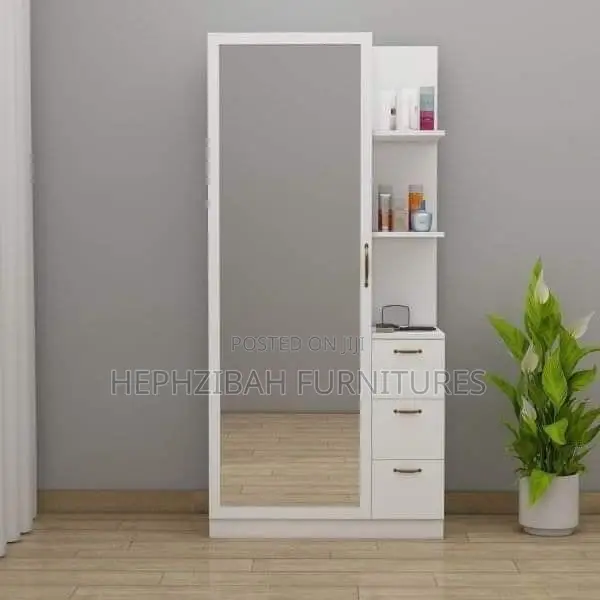 White Dressing Mirror With Drawer