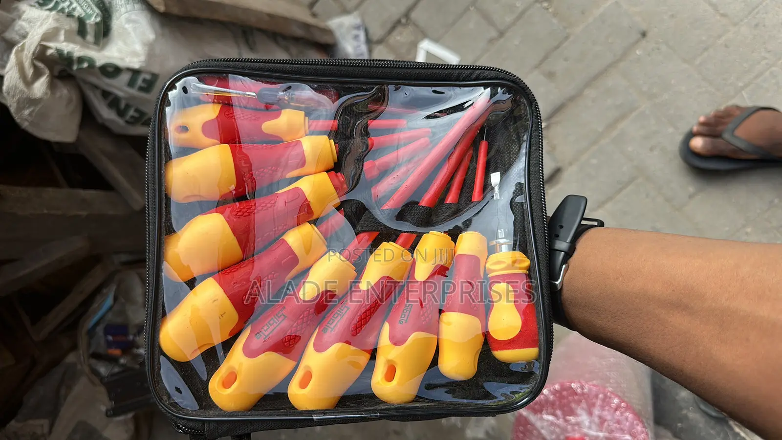10-Piece Electric Screwdriver Set With Test Pen-Red/Yellow