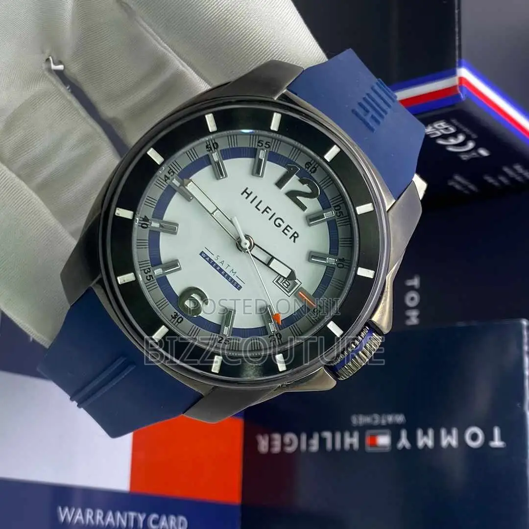 Original Hilfiger Calender Blue Rubber Strap Watch