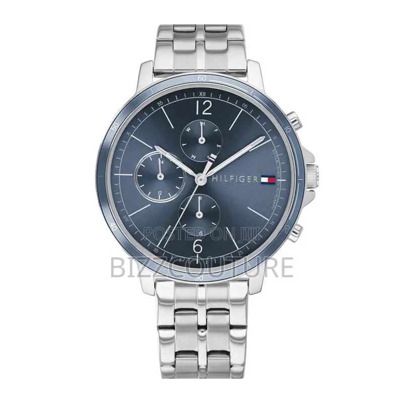 Original Hilfiger Chronograph Blue Dail Silver Chain Watch