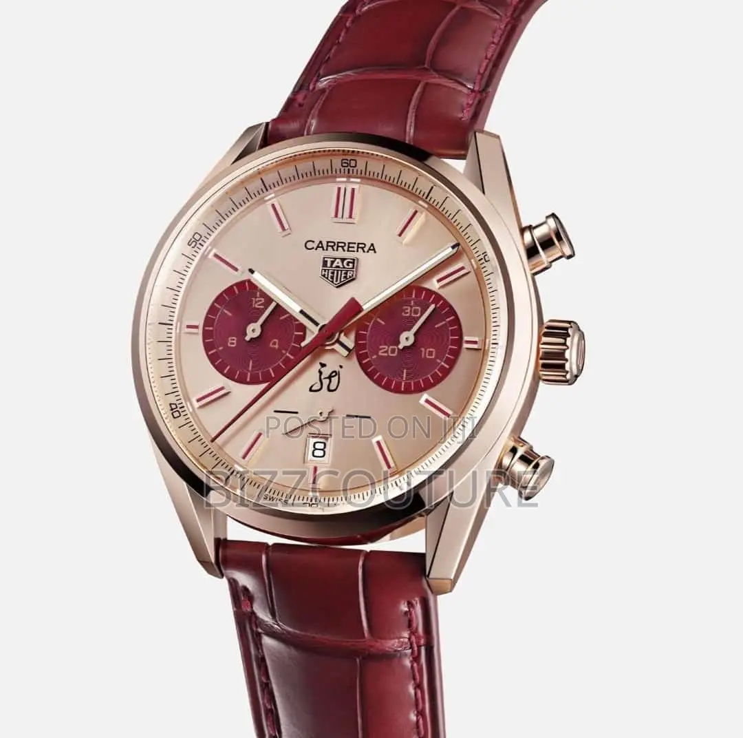 Original Tag Heuer Carrera Chronograph Wine Leather Watch