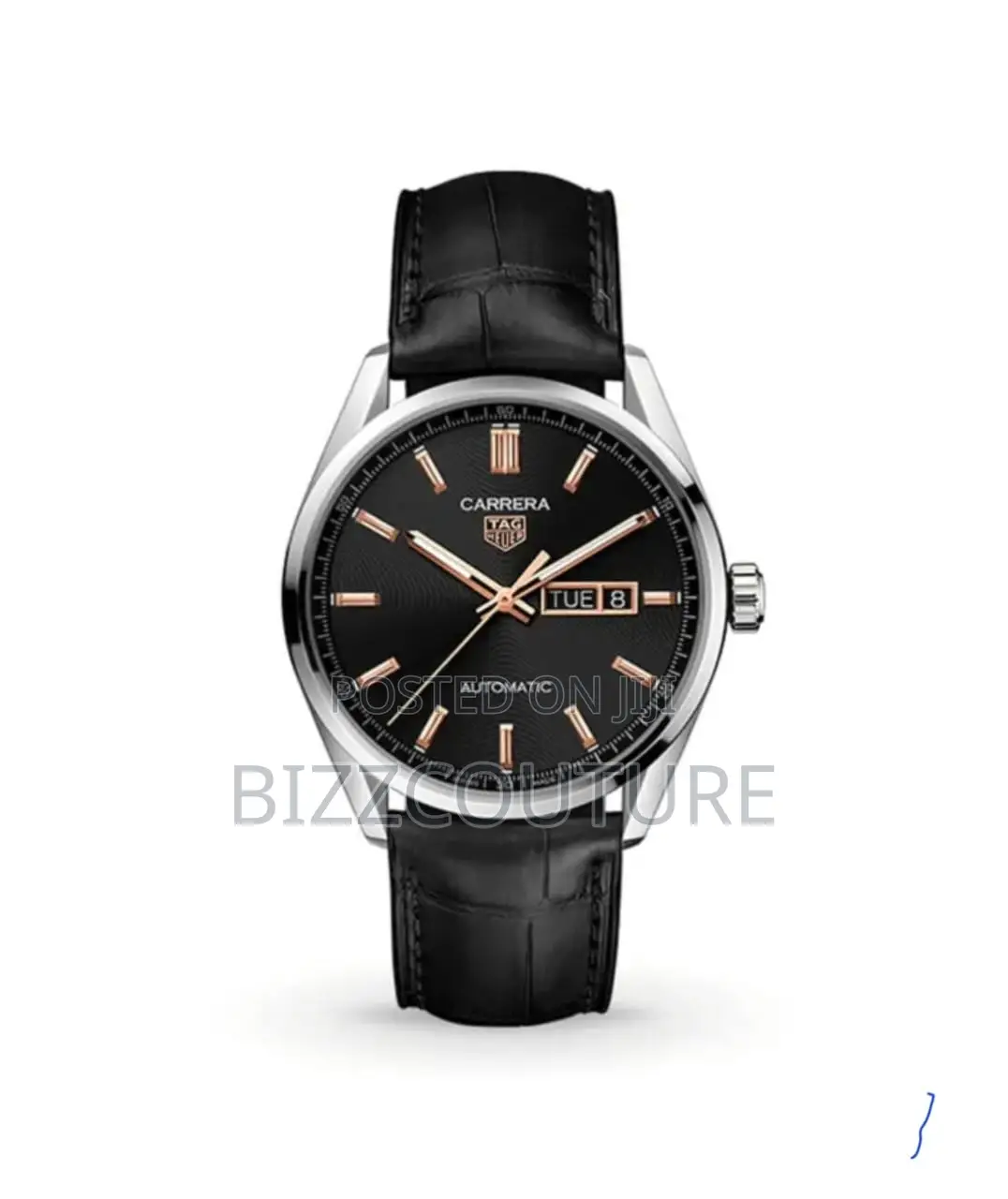 Original Tag Heuer Carrera Automatic Black Leather Watch